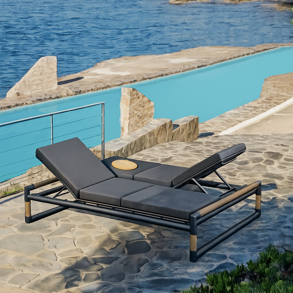 Oxford Double Chaise - Slate Grey