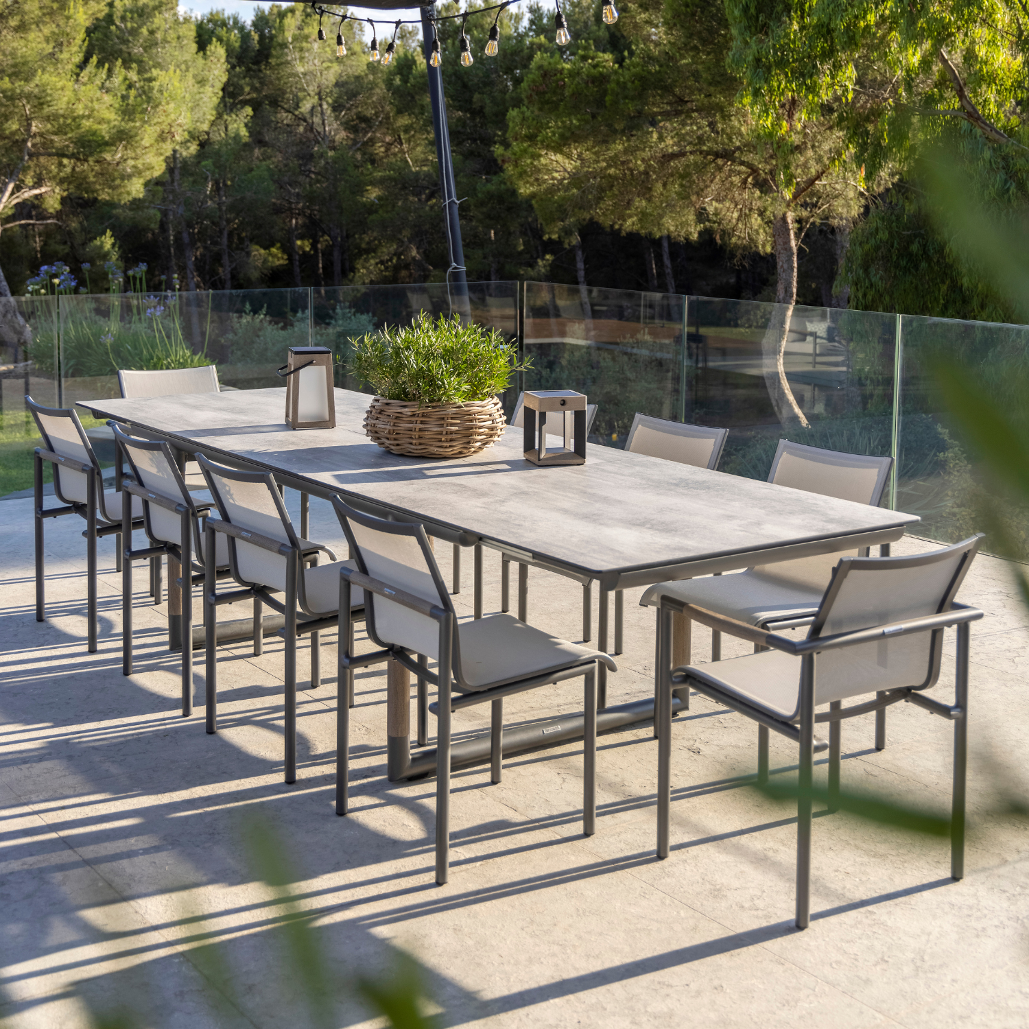 Oxford 12 Seater Extension Dining Table - Concrete Top