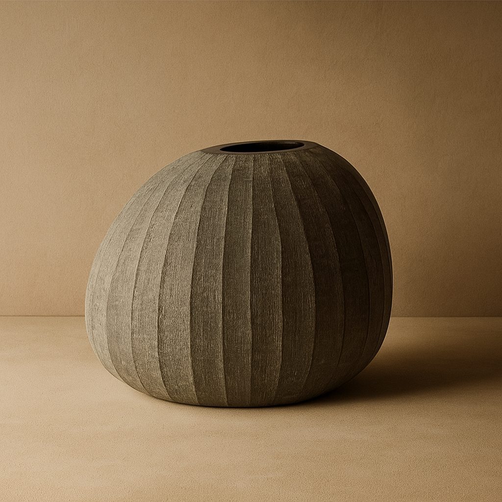 Pleated Dusted Grey Glass Vase