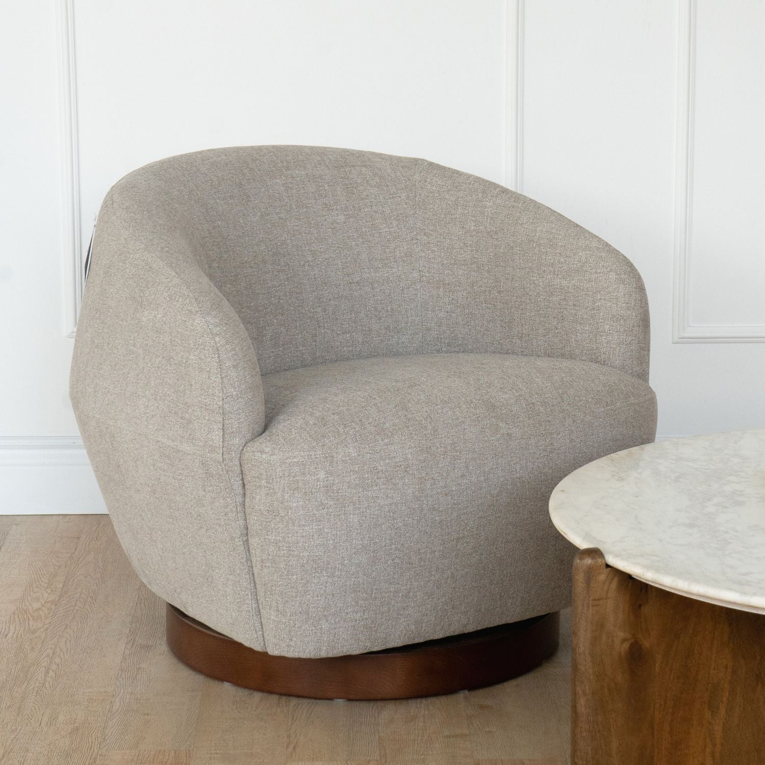 Pod Swivel Lounge Chair - Pebble Sand Chenille