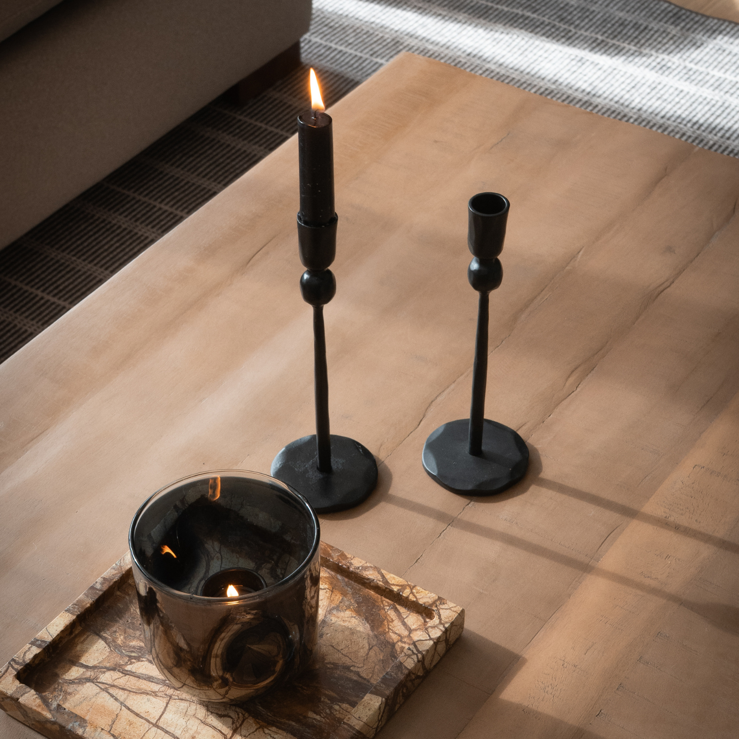Signet Black Iron Candlestick