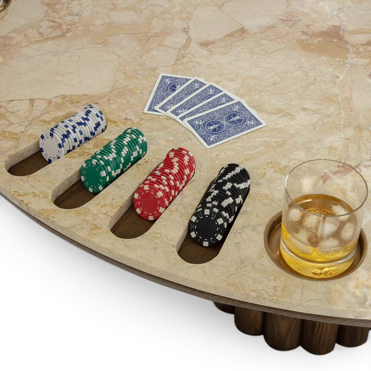Belmont Poker Table - Crema Breccia Marble