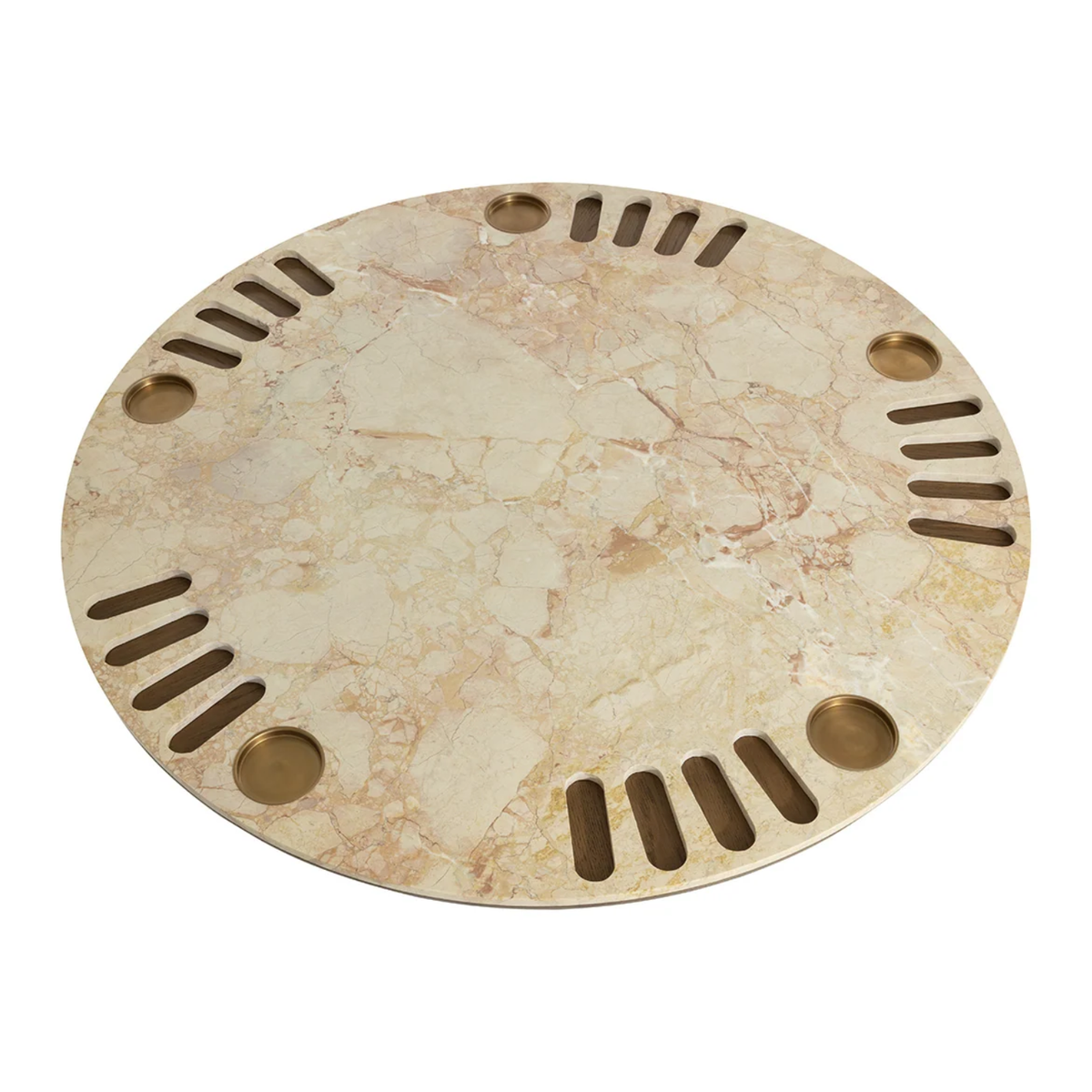 Belmont Poker Table - Crema Breccia Marble