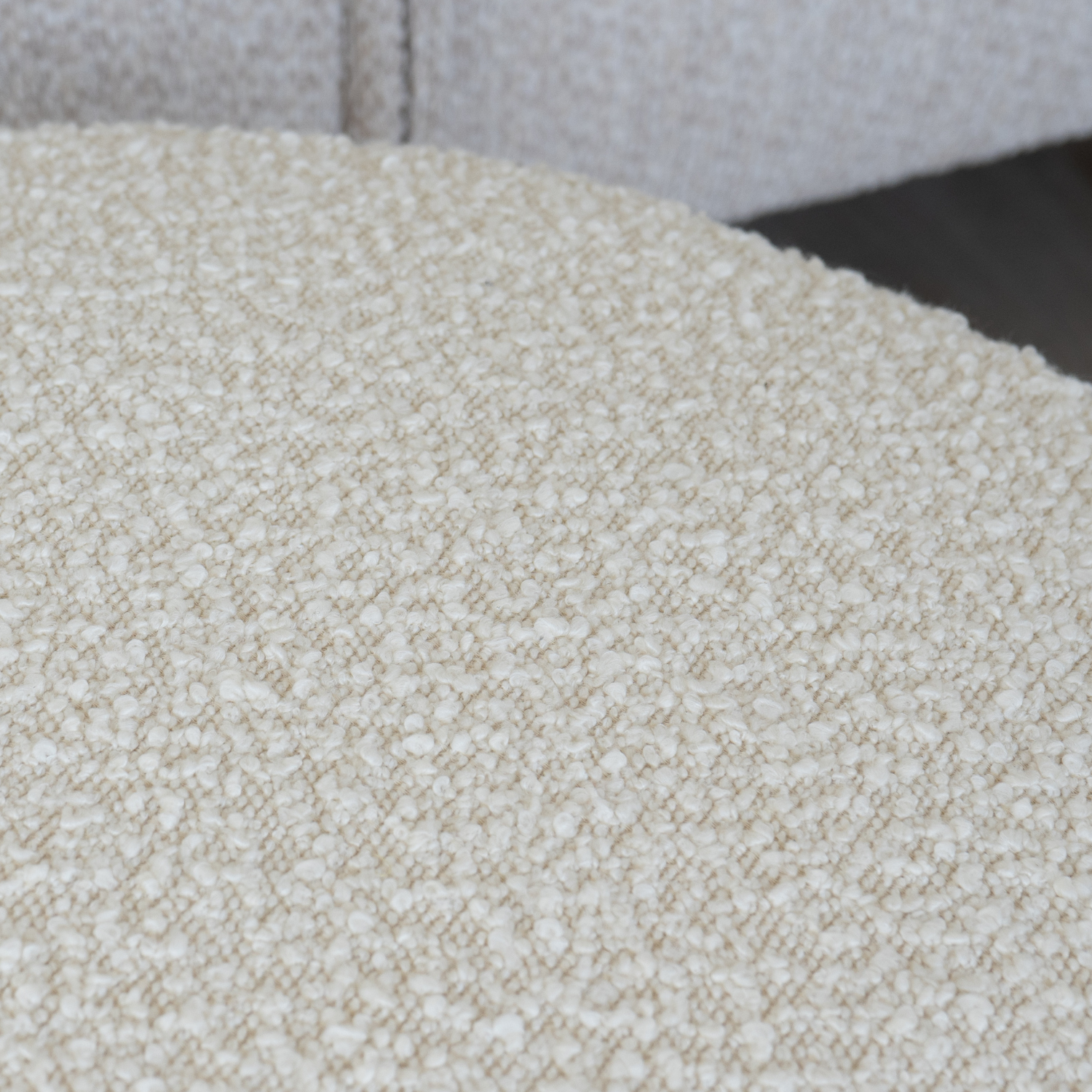 Pop Ivory Boucle Round Ottoman