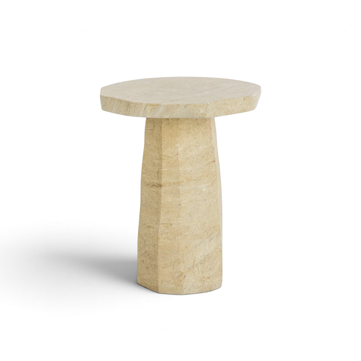 Quarry Round Concrete Side Table - Travertine