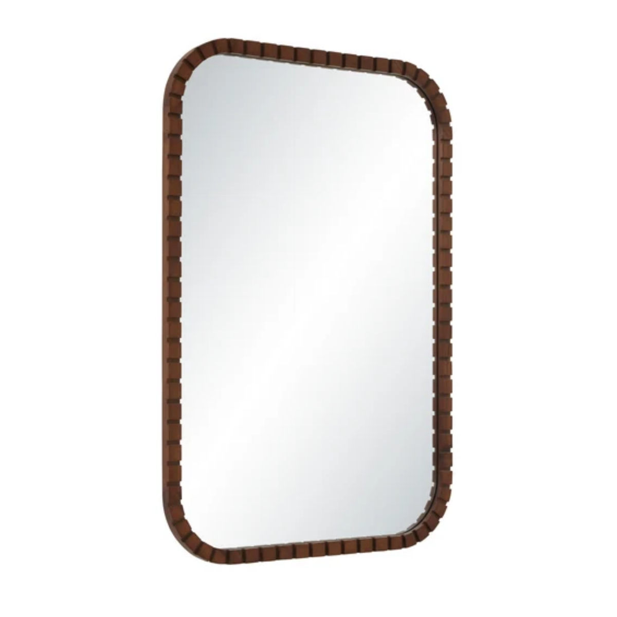Ridge Wood Wall Mirror - Brown