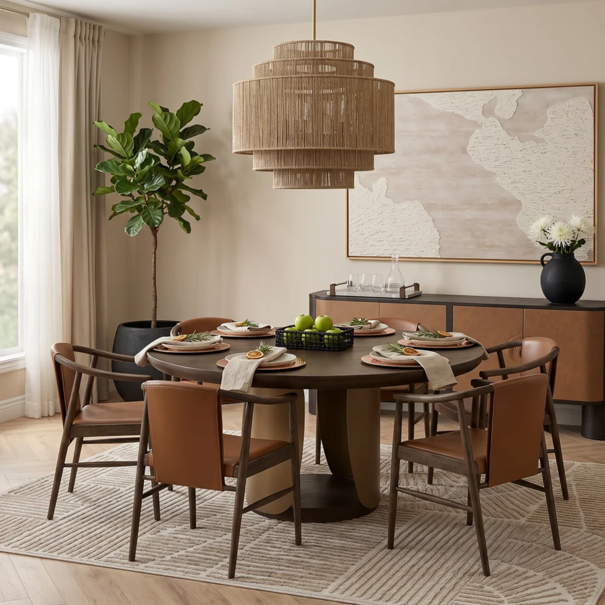 Rhythm Concrete Dining Table - Dark Brown
