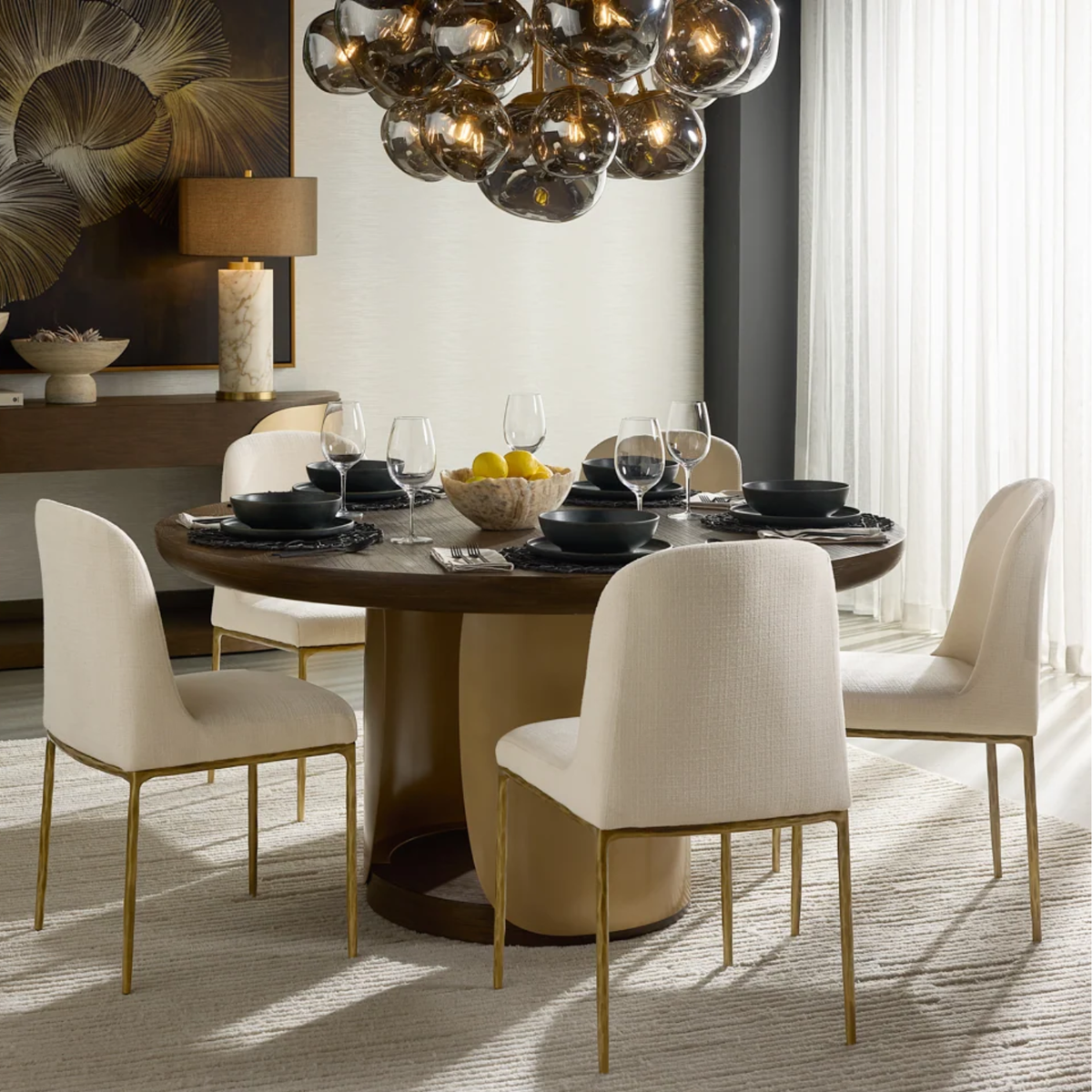 Rhythm Concrete Dining Table - Dark Brown