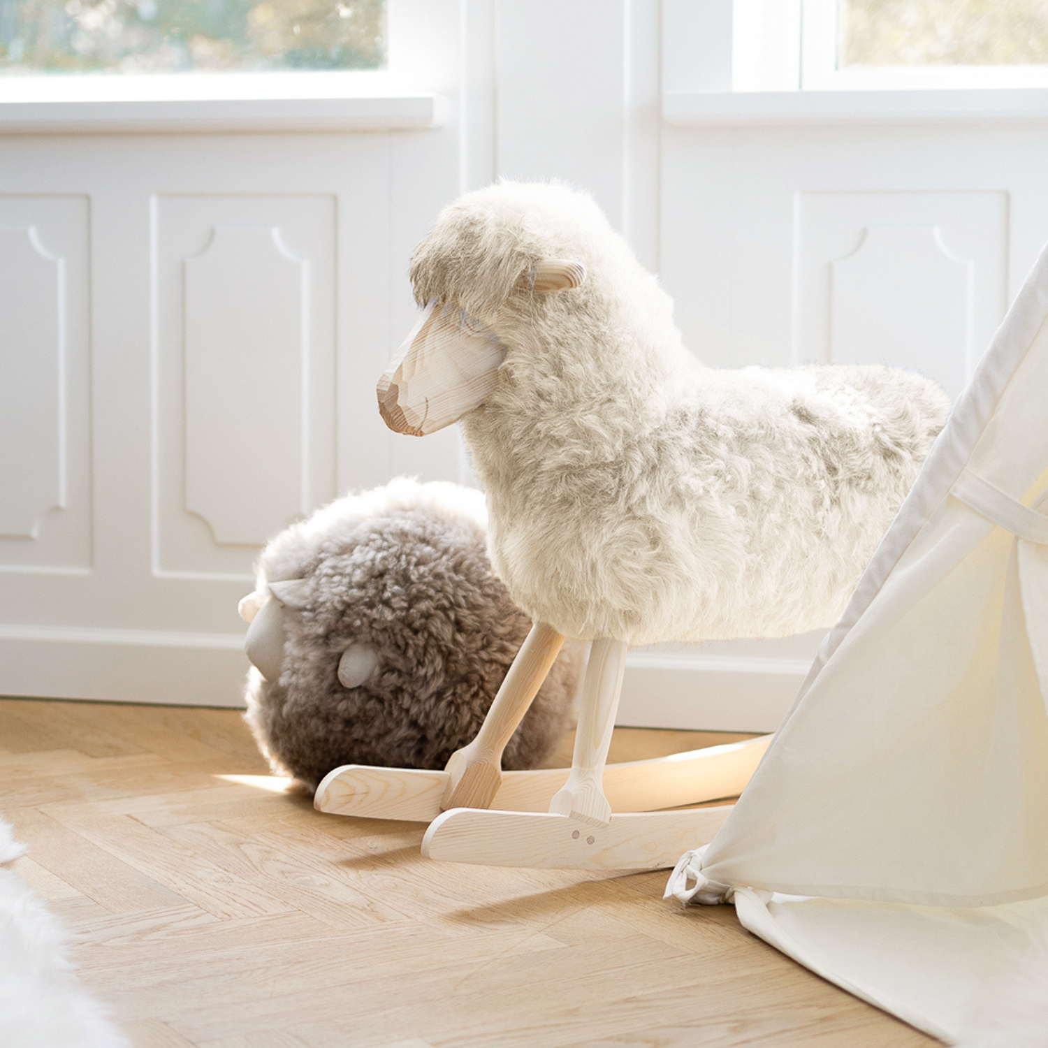 Smiley Sven Wool Rocking Sheep