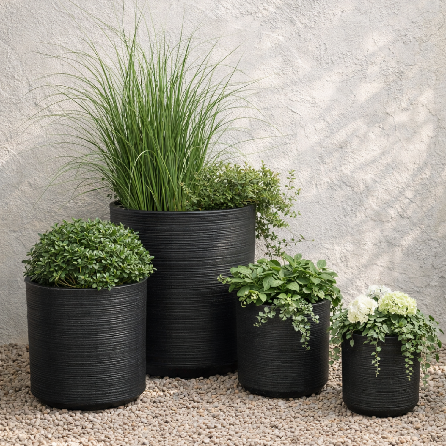 Orillia Cylinder Planters - Slate Grey