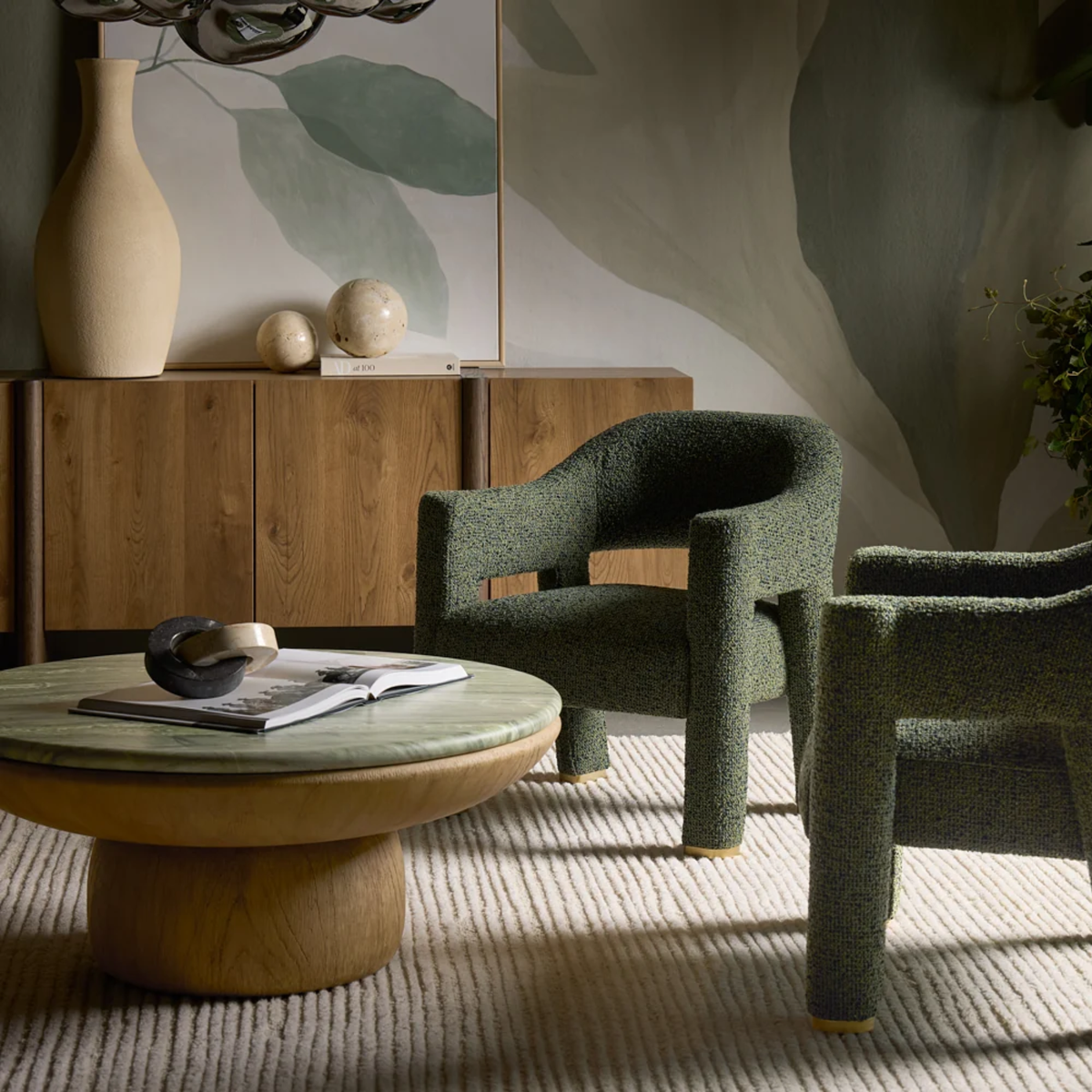Truffle Concrete Coffee Table - Sage Green