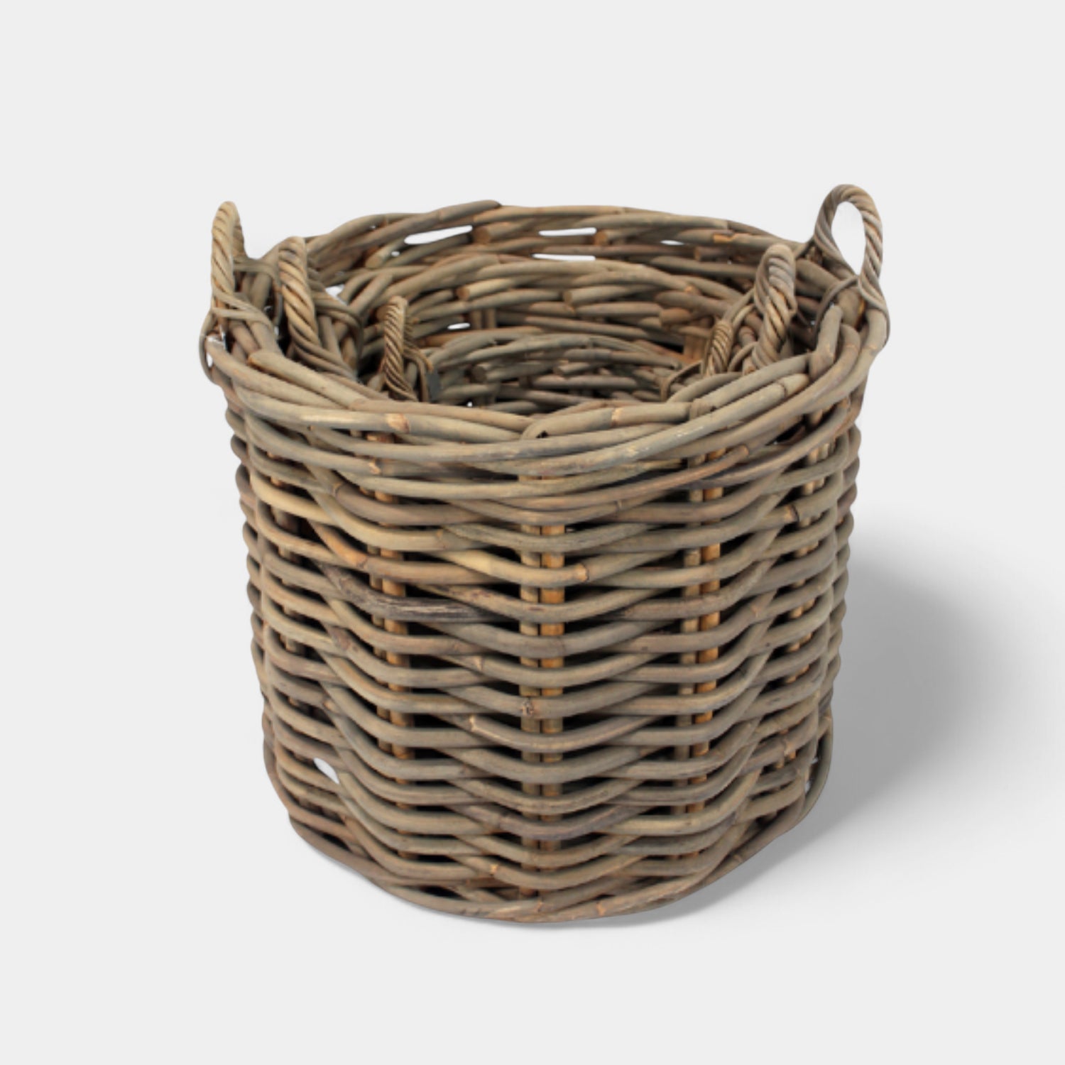 Sarnia Round Rattan Stackable Log Baskets