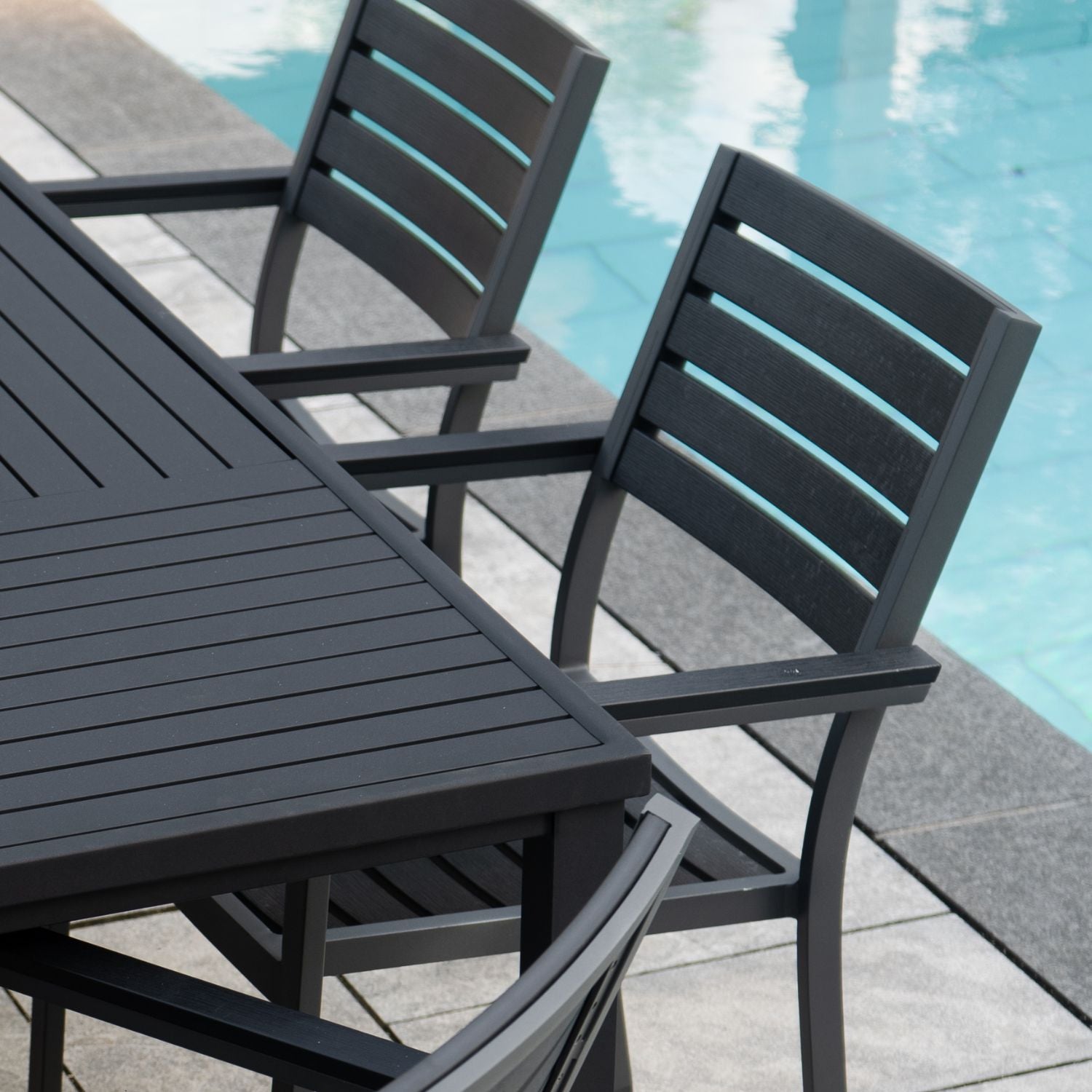 Slat Rectangular 76-102" Dining Tables - Slate Black