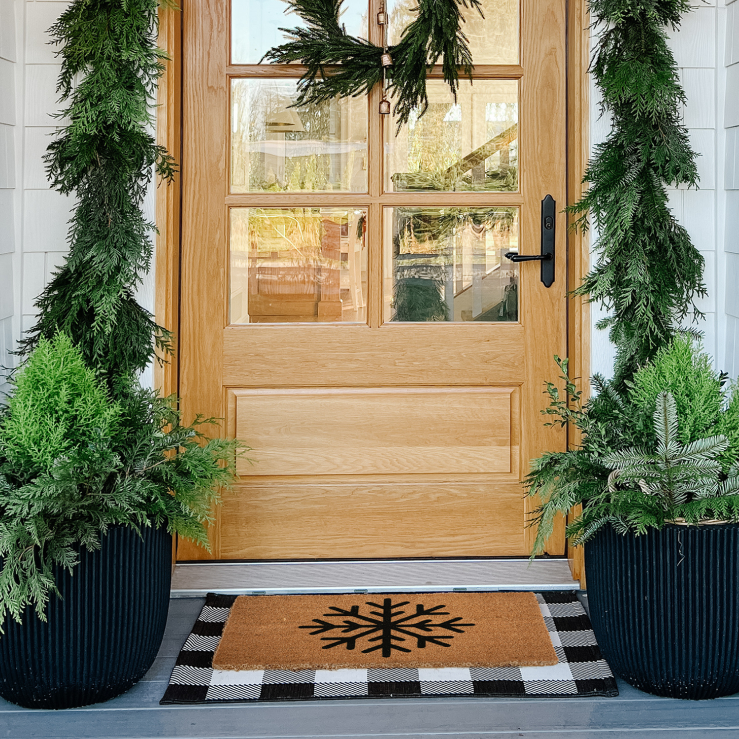 Black Snowflake Doormat