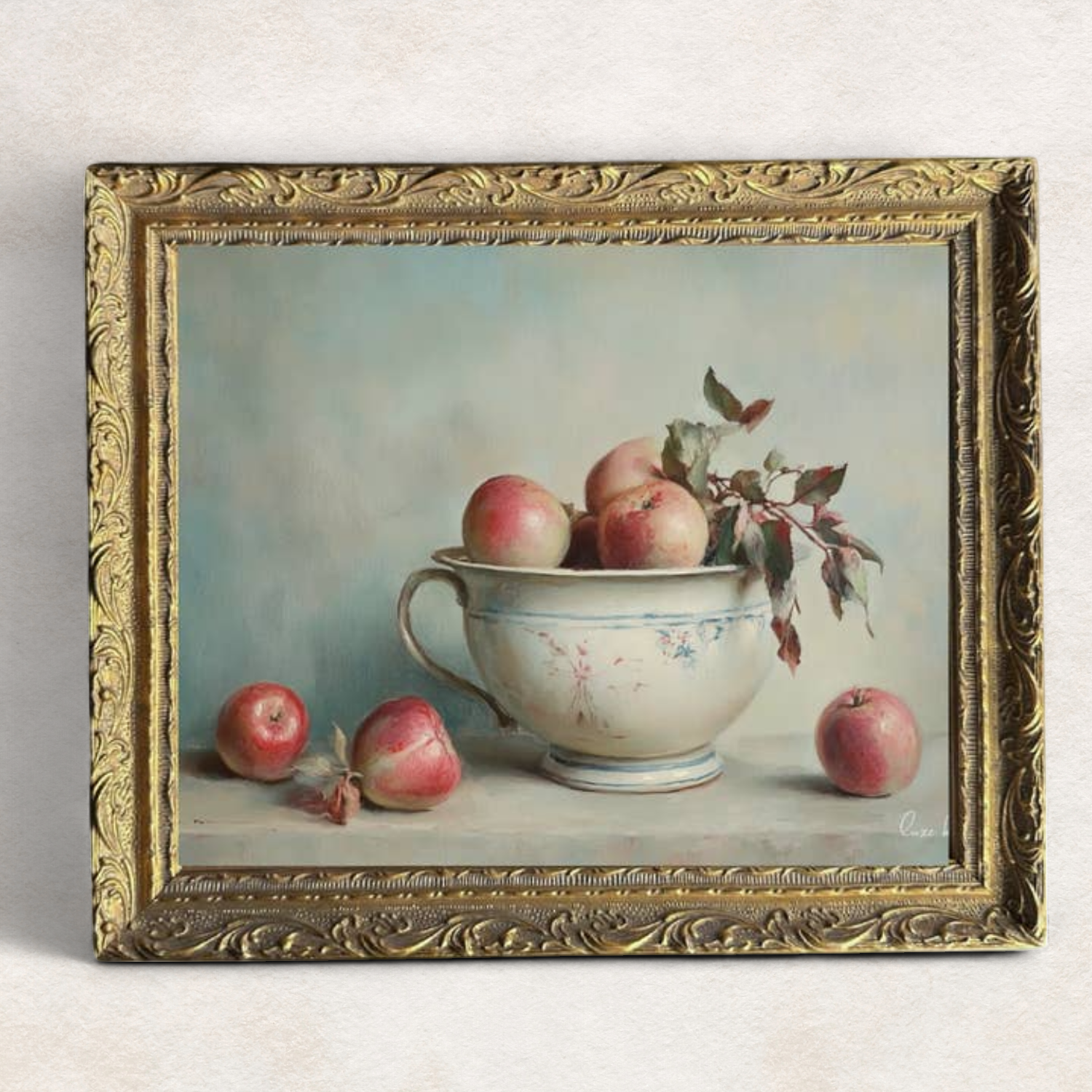 Rouge Apples Still Life French Brass Framed Wall Art