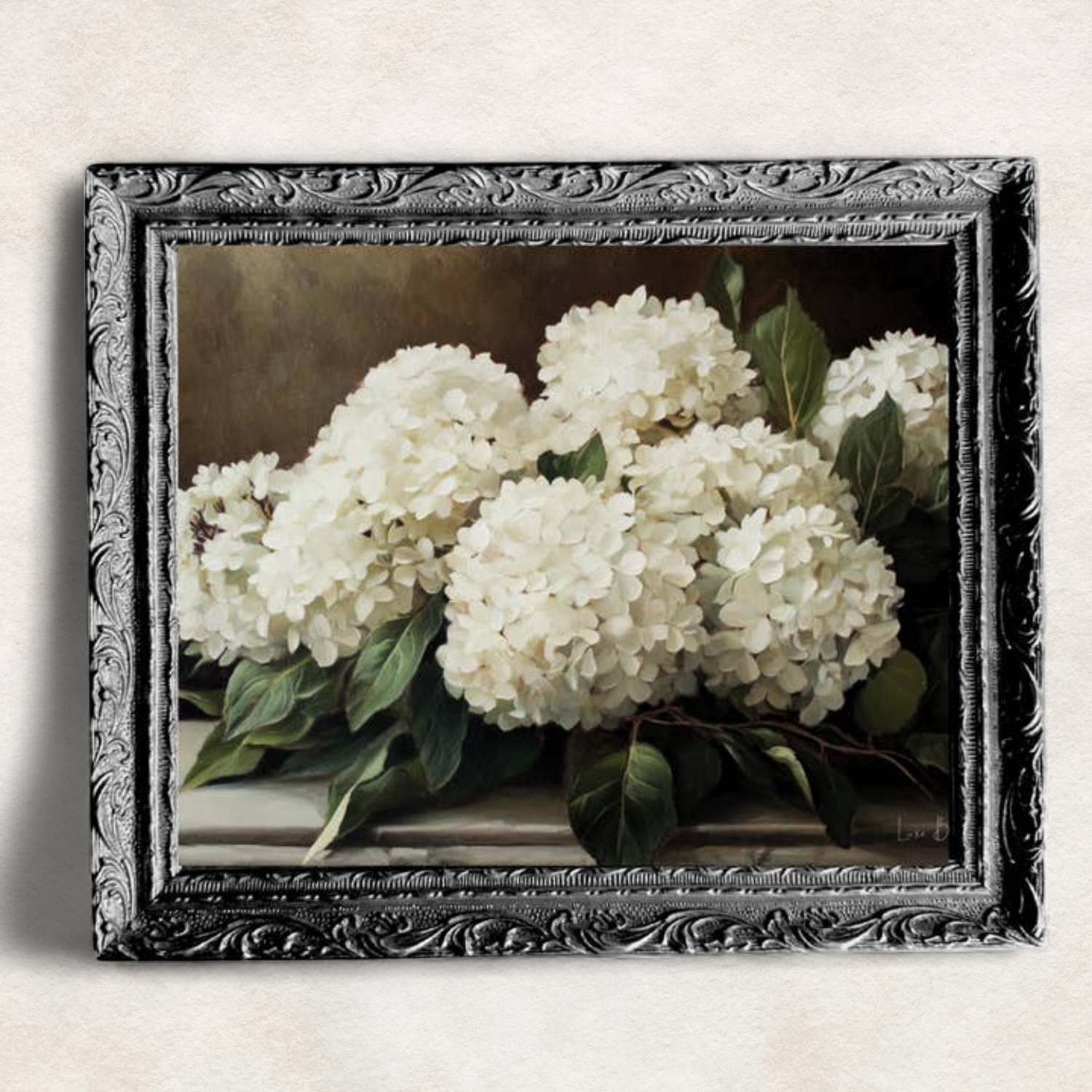 Lush Hydrangeas French Black Framed Wall Art