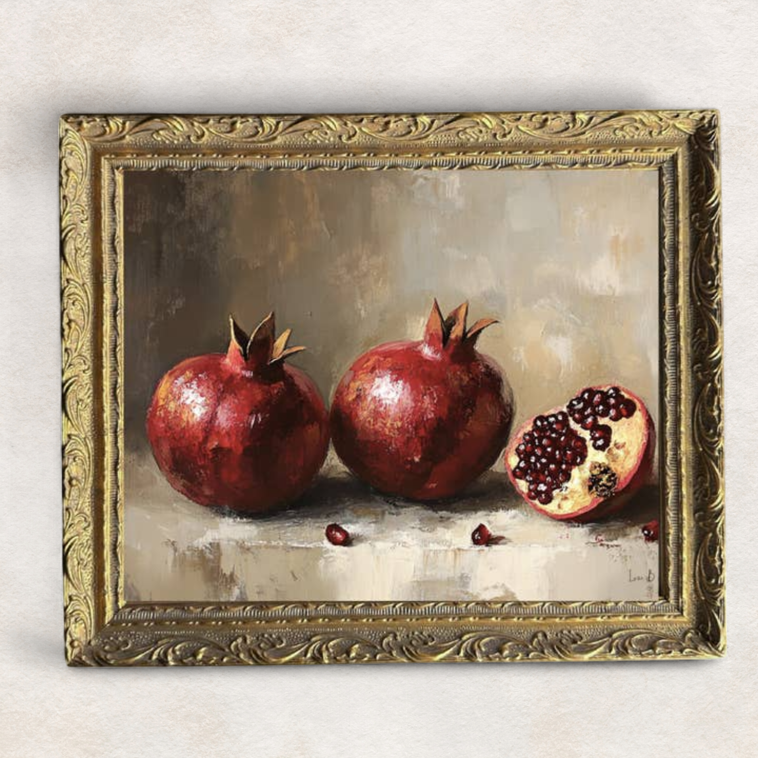 Pomegranate Still Life French Brass Framed Wall Art