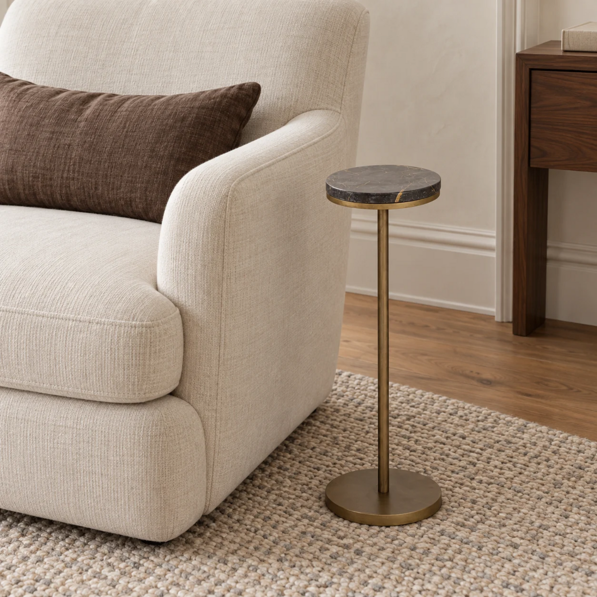 Stockholm Round Marble Side Table - Bronze Marble