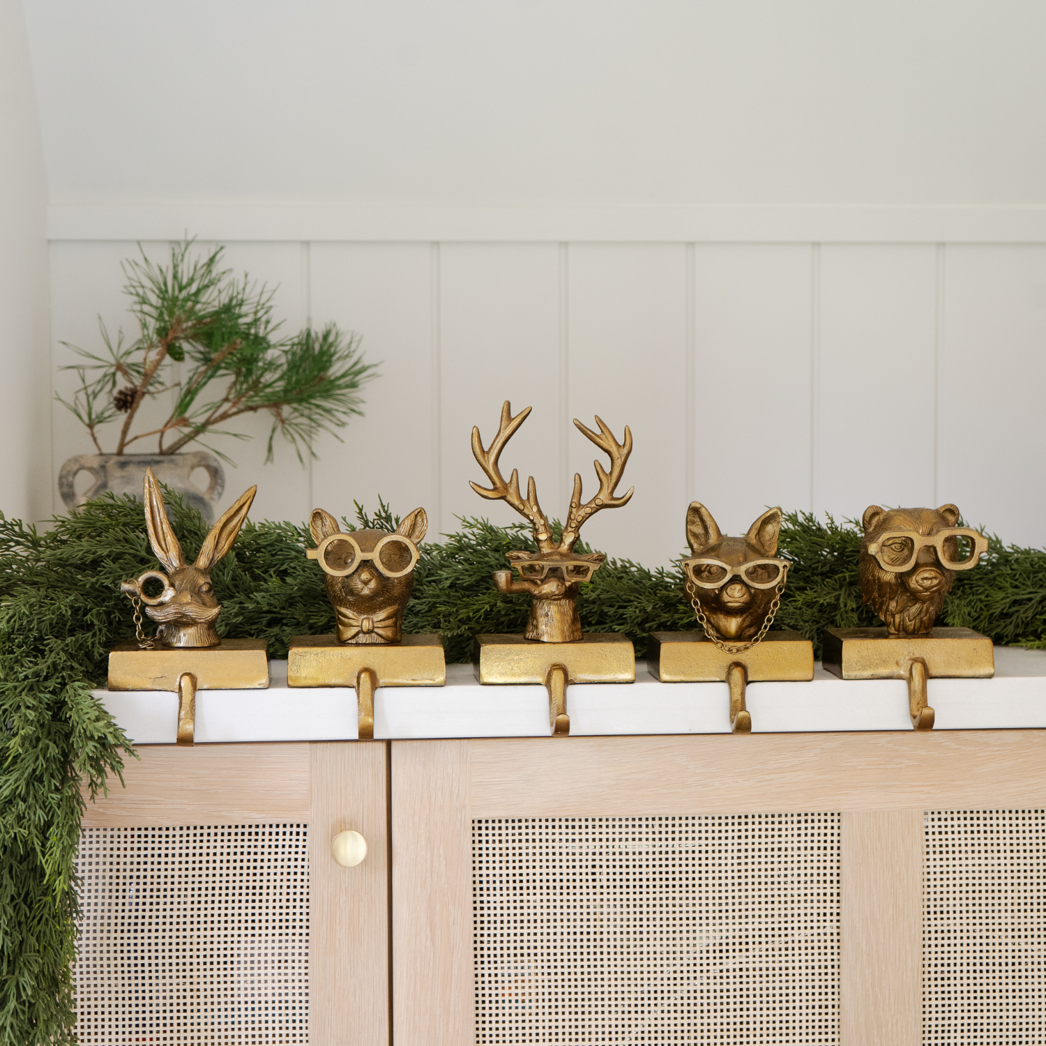 Whimsical Eric + Eloise Collection Brass Stocking Holders