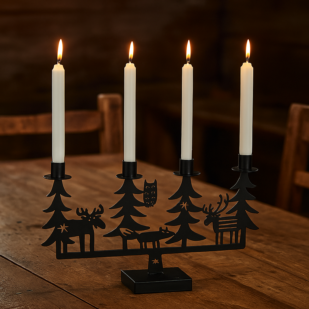 Festive Furries Black Candle Holder