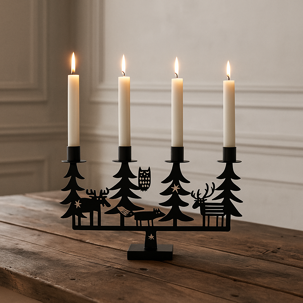 Festive Furries Black Candle Holder
