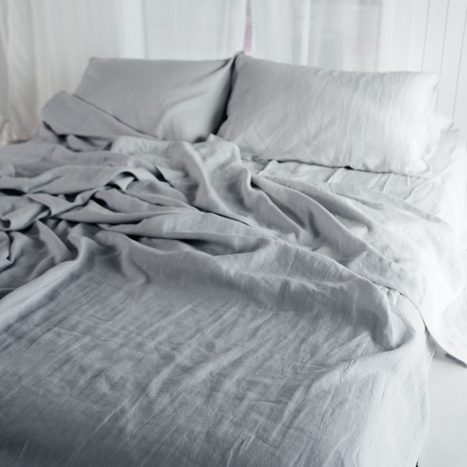 Timmins Light Grey Linen Sheet Set