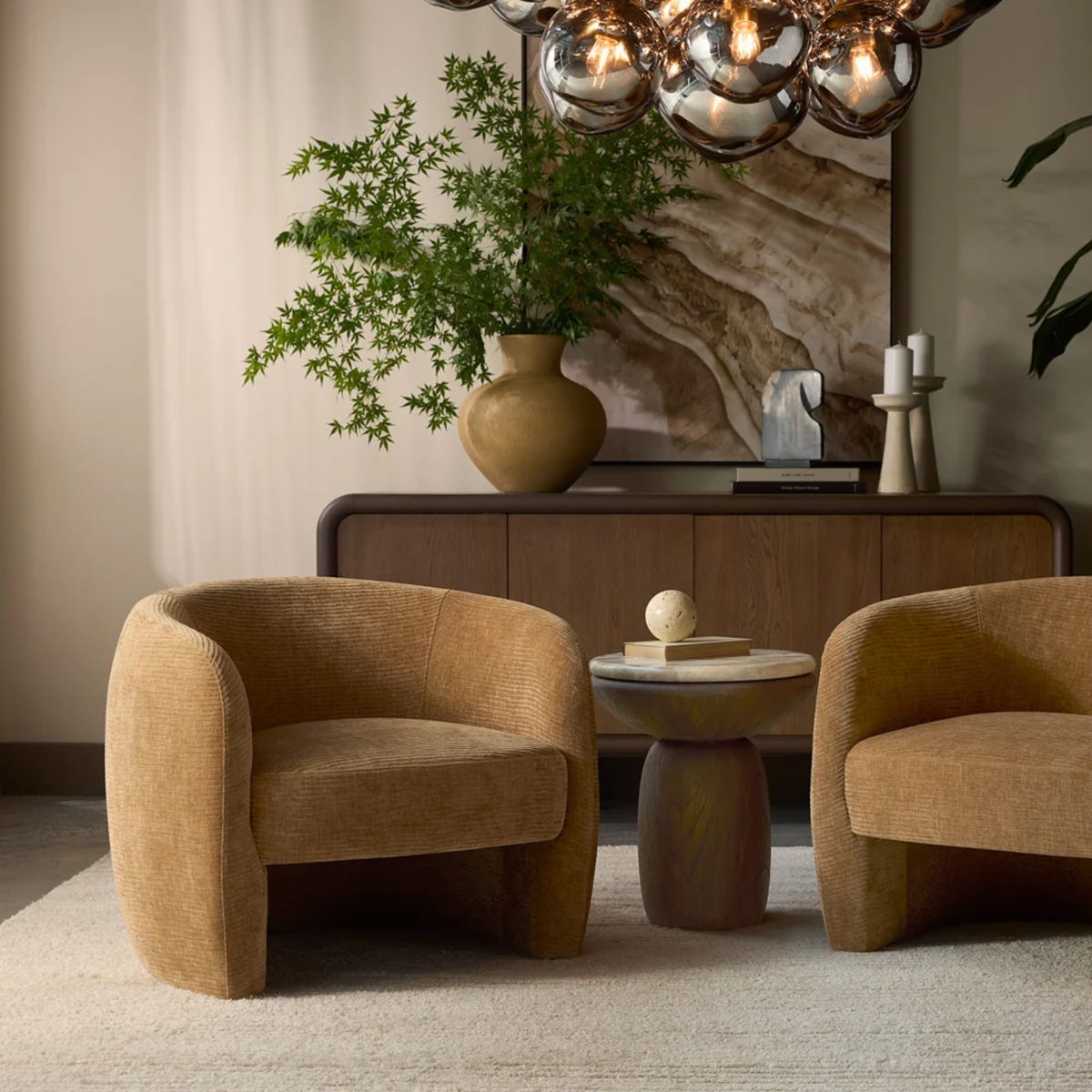 Truffle Concrete Side Table - Macchiato
