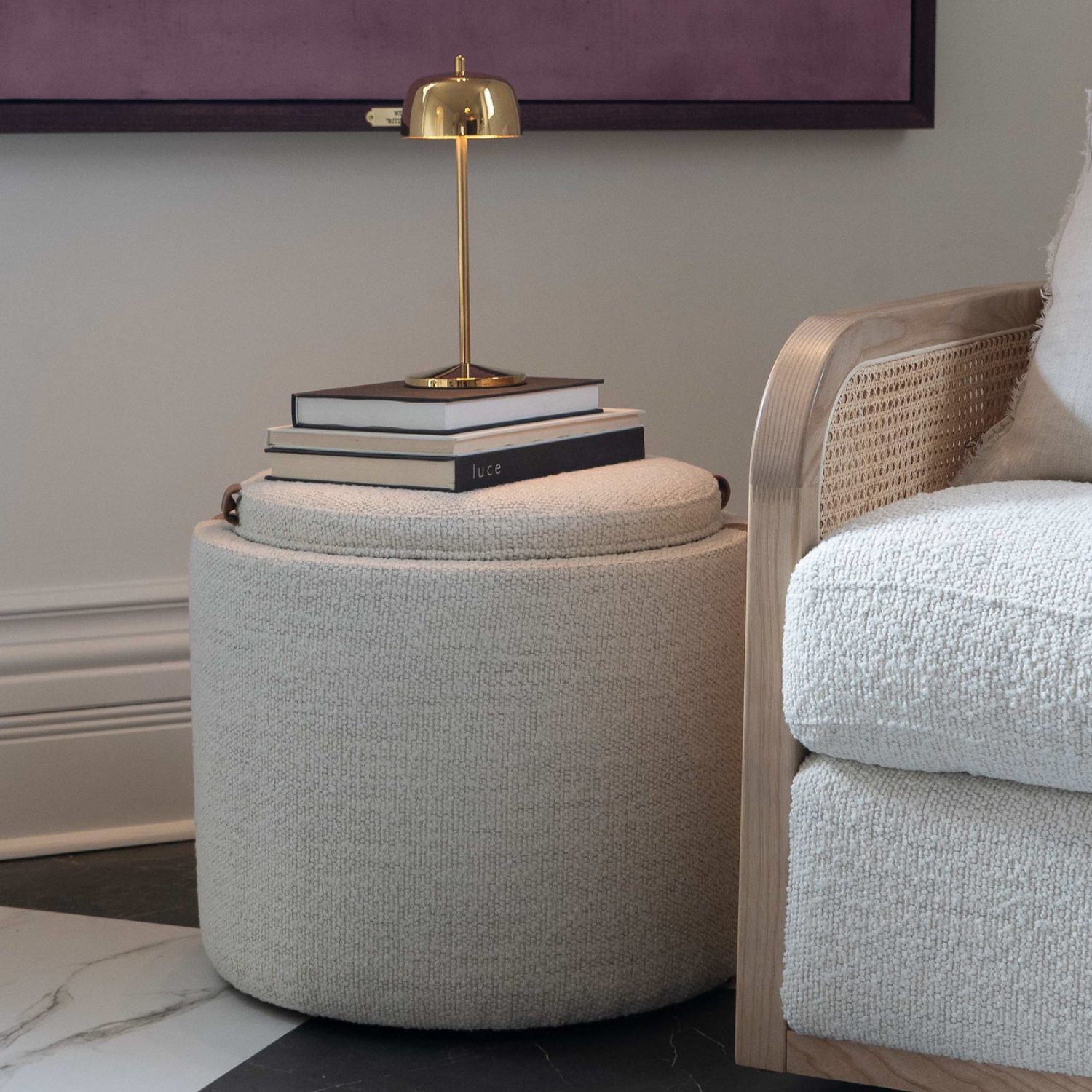 Charlestown Storage Ottoman - Pearl Boucle