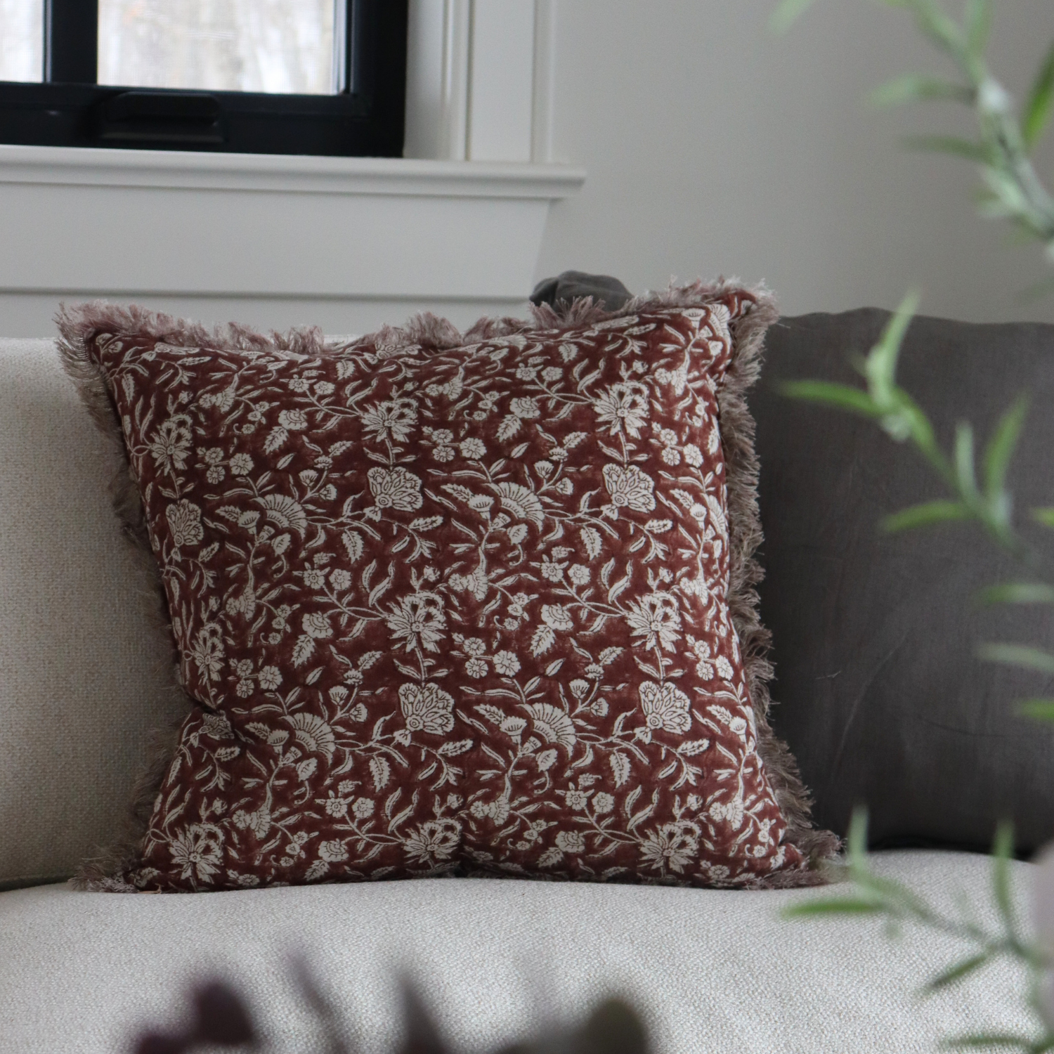 Wellington Botanical Block Print Toss Pillow