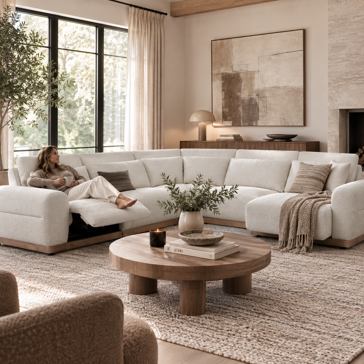 Westmount Reclining 5pc L-Shape Sectional - Tasmin Linen