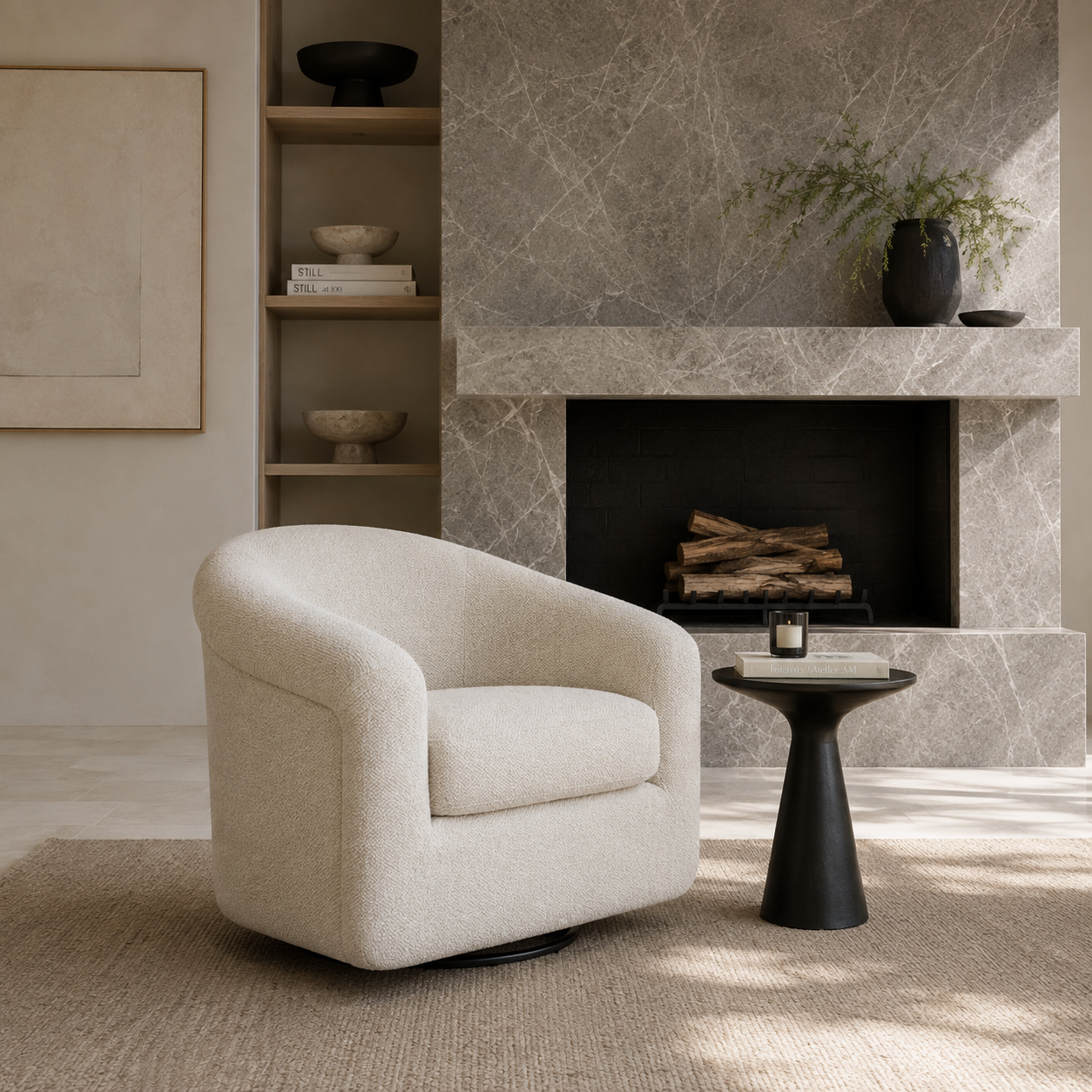 Woolwich Swivel Lounge Chair - Tasmin Linen