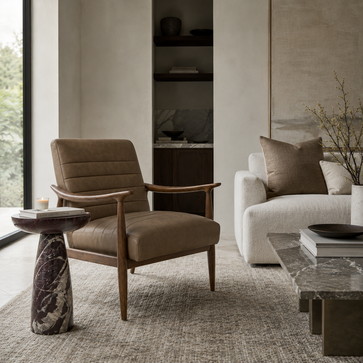 Wyndham Lounge Chair - Concord Pewter Leather