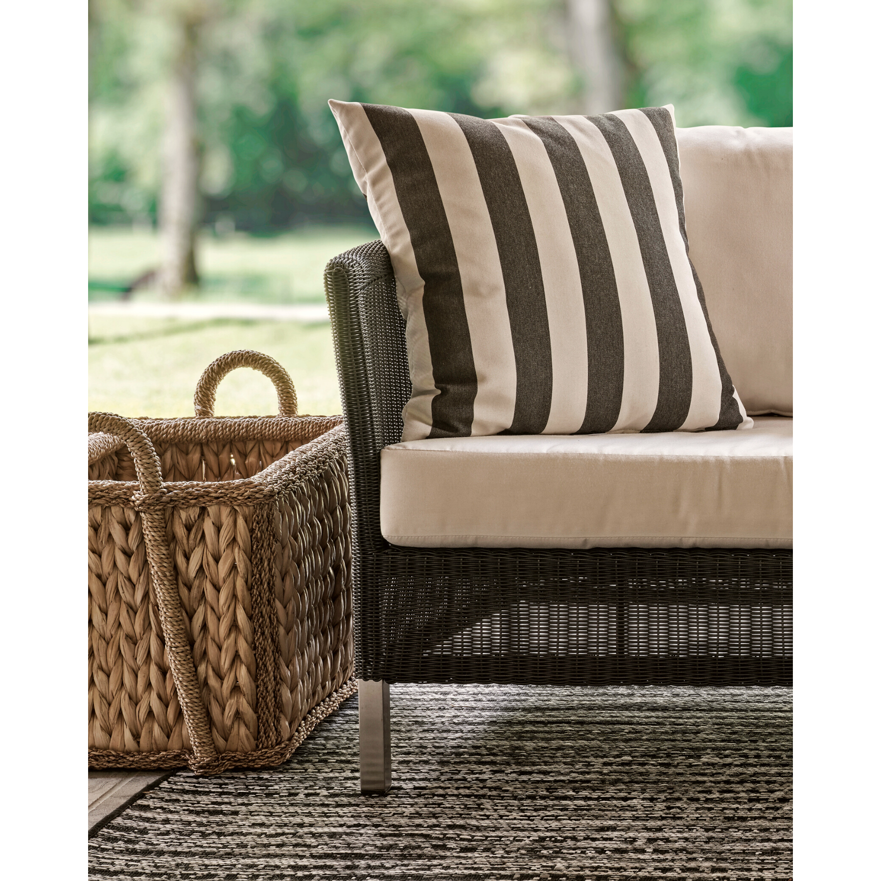 Charcoal Wide Stripe Outdoor 20" Toss Pillow