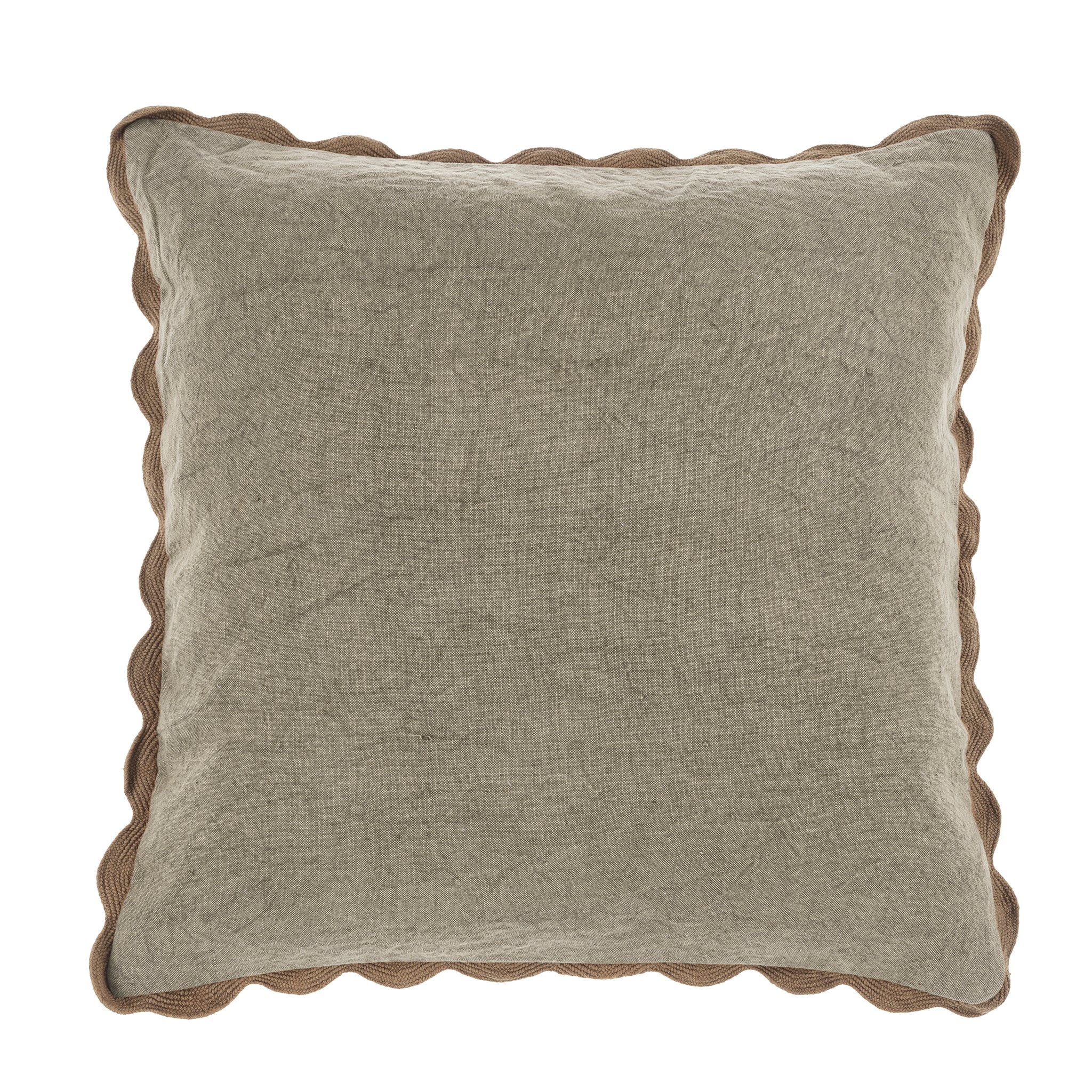 Distressed Scallop Linen Toss Pillow- Fog