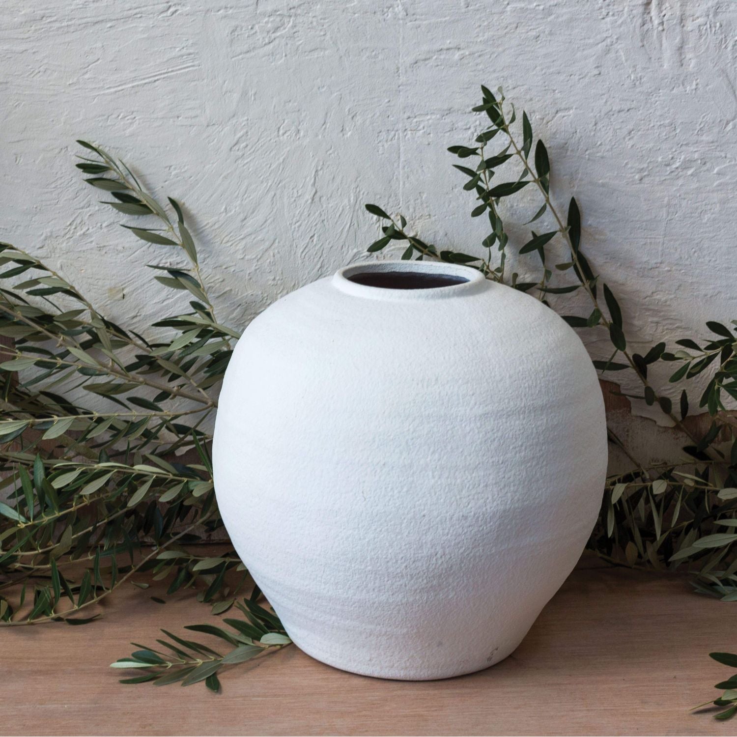 Iris White Cement Vase