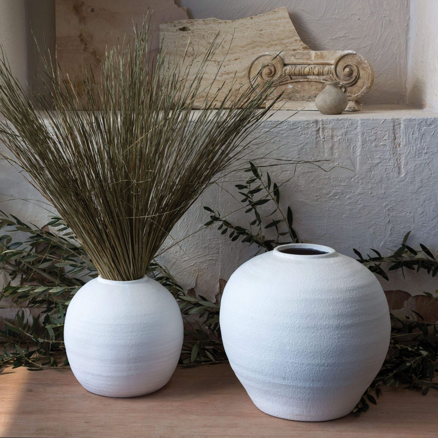 Iris White Cement Vase