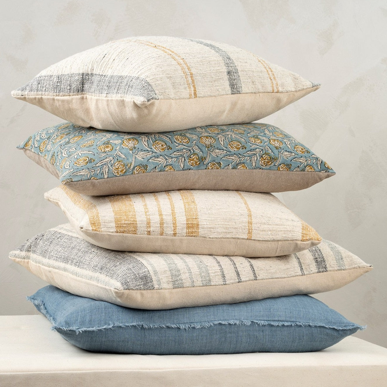 Cambri Arctic Blue Linen Pillow
