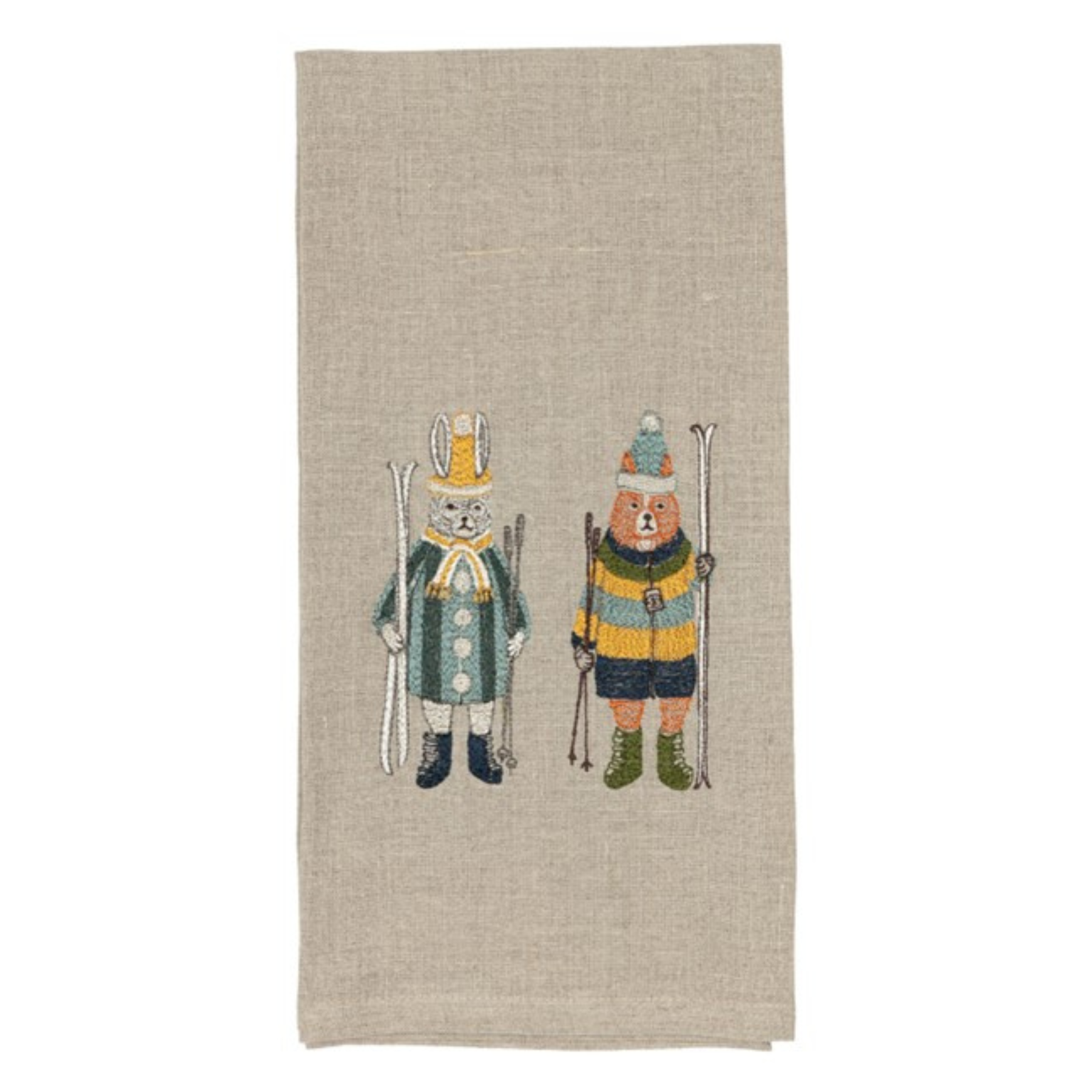 Winter Skiing Tea Towel
