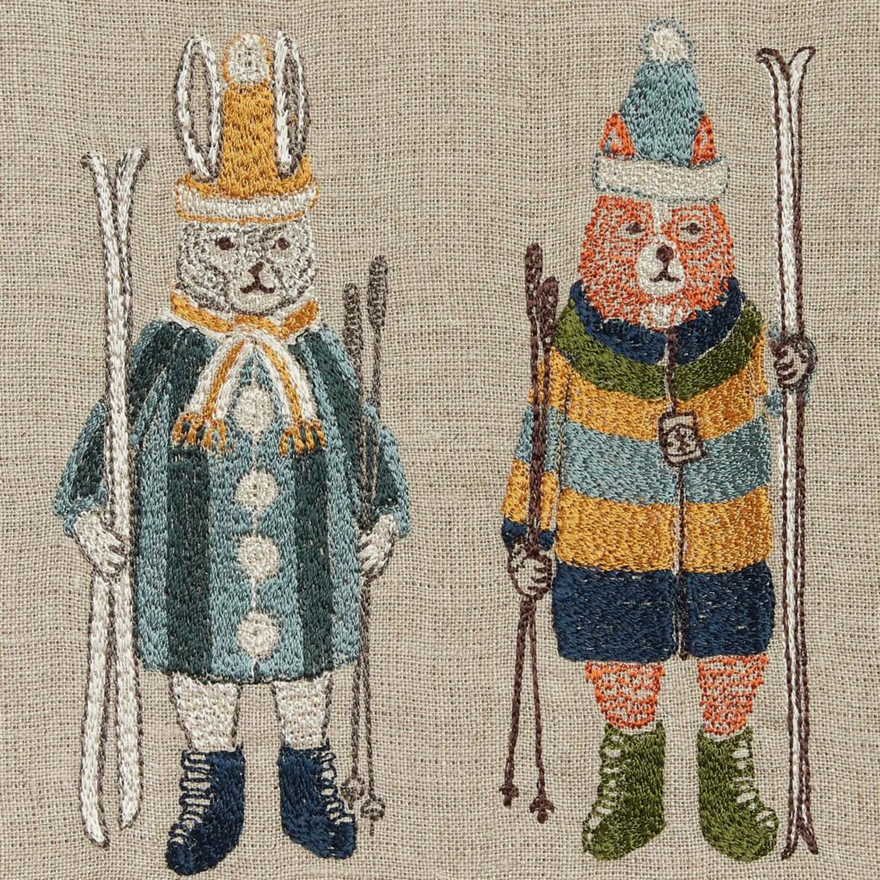 Winter Skiing Tea Towel