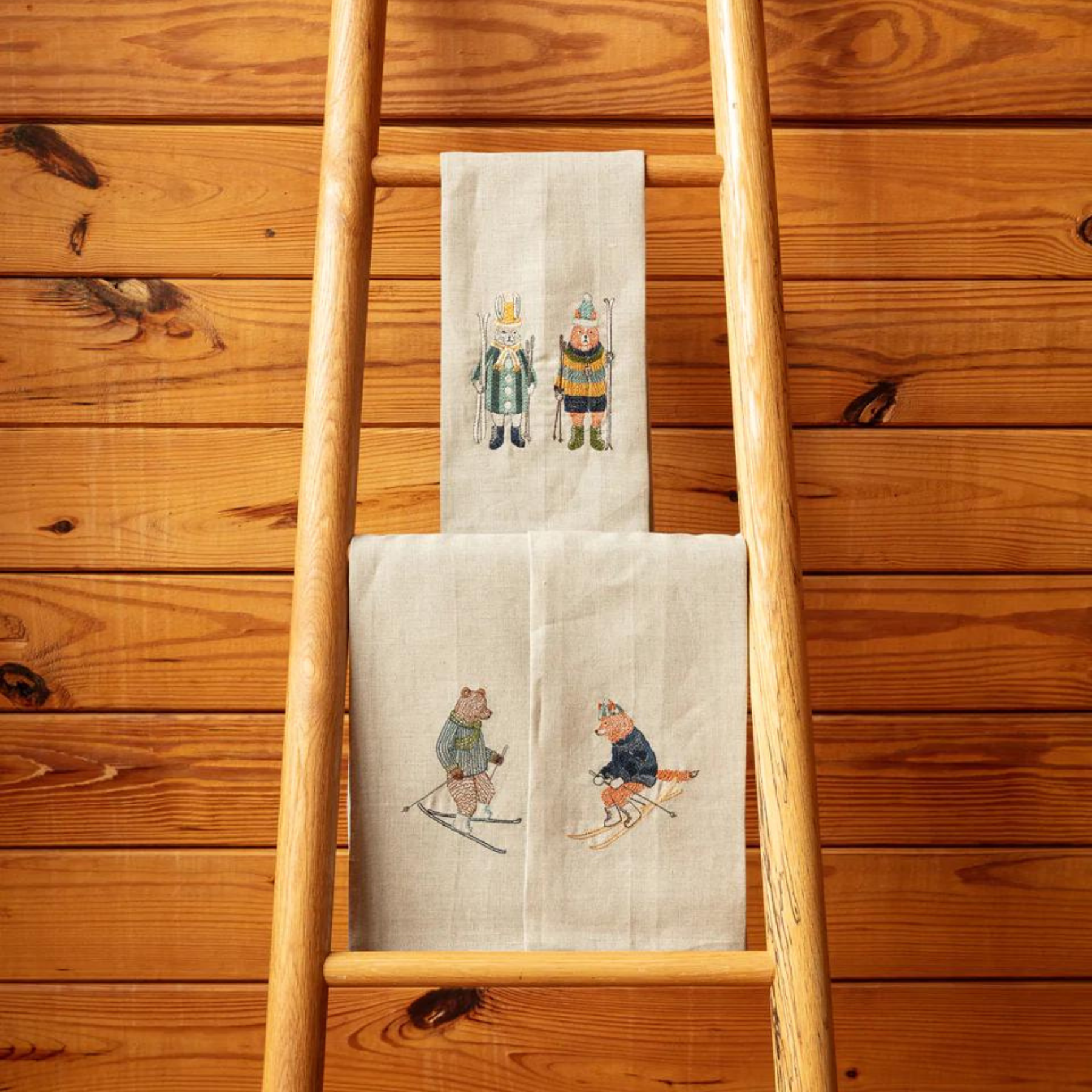 Winter Skiing Tea Towel