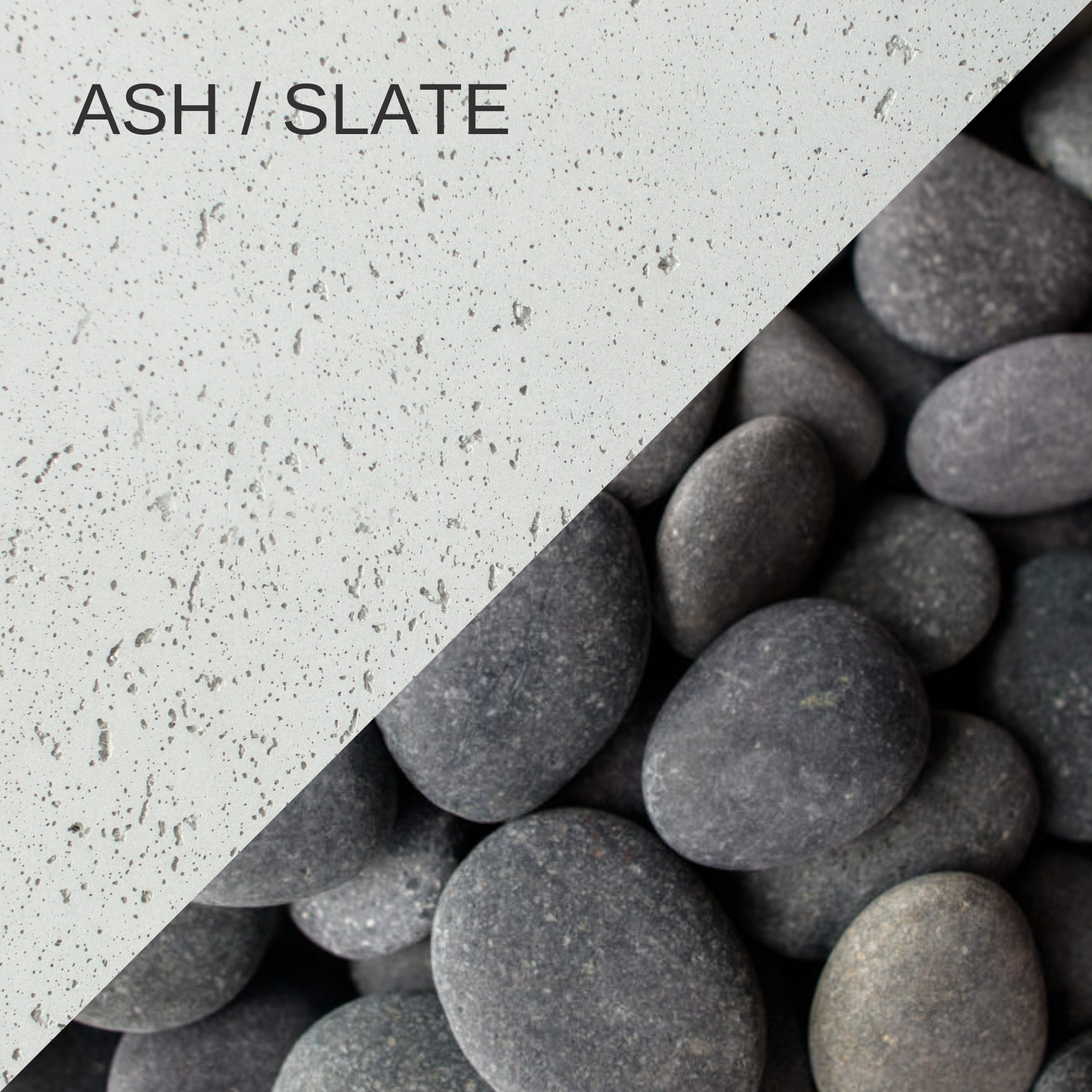 light grey concrete with dark slate grey stones