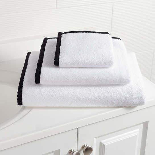 Dash & Albert Black Banded White Bath Towels