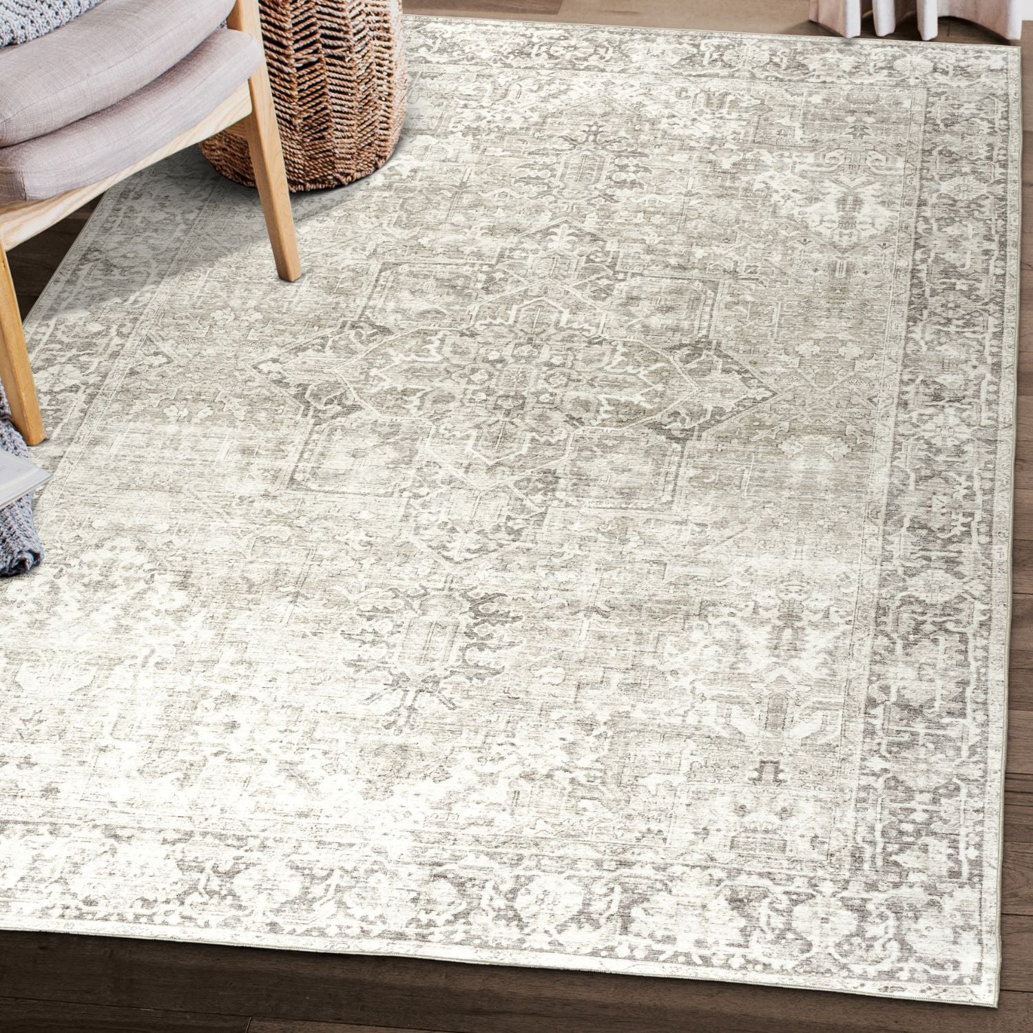 Ember Beige/Ivory Indoor Washable Rug