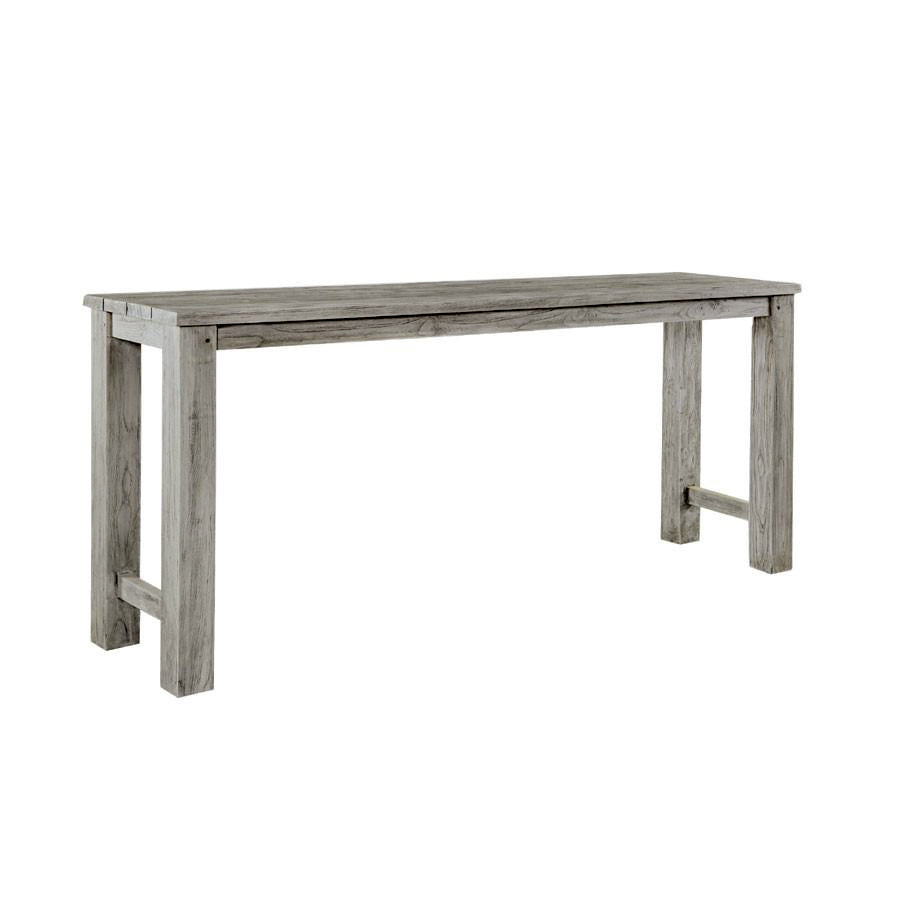 Premium reclaimed teak console table for indoor or outdoor use, weathered patina, use as desk or table, boxy look, traditional style