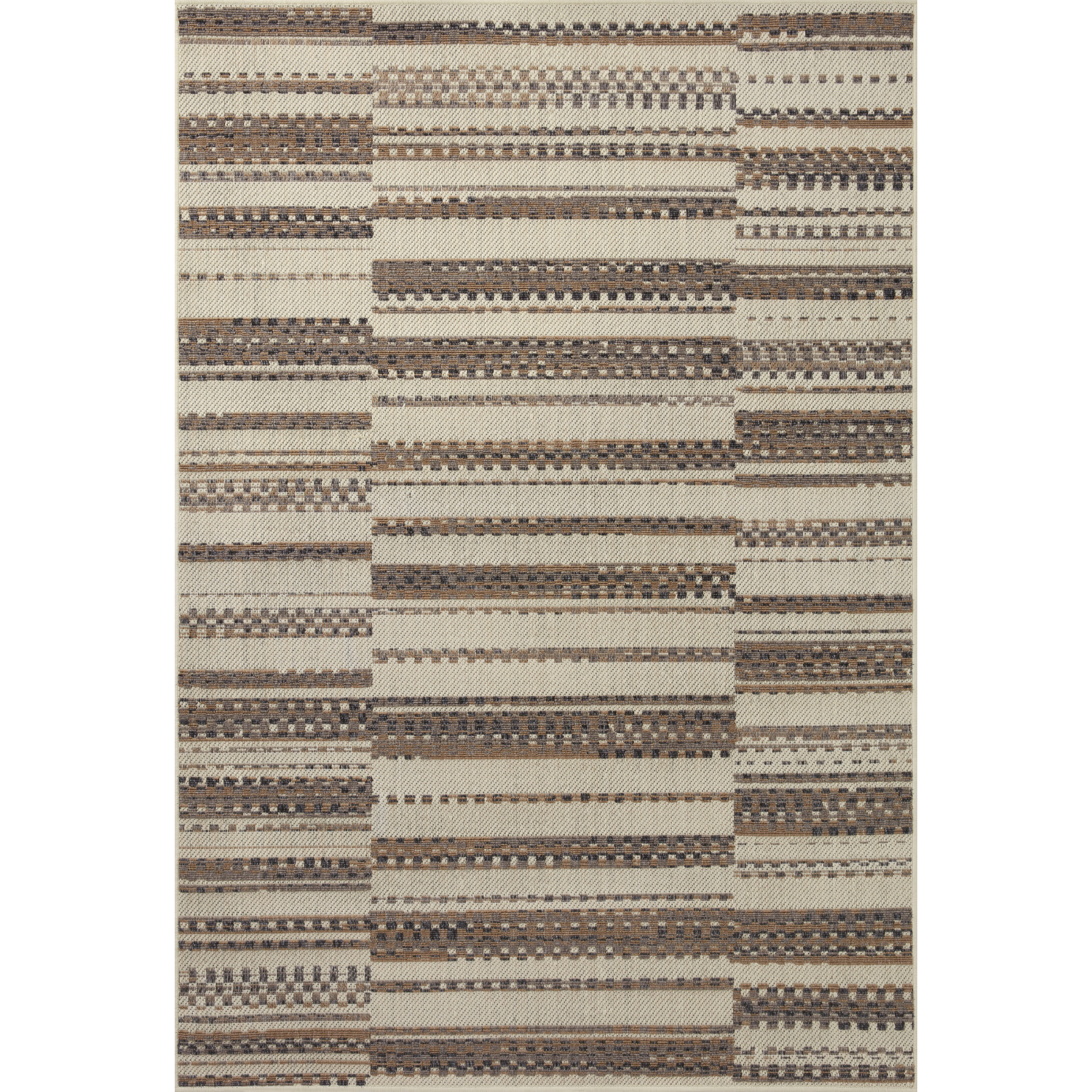 Loloi Rainier indoor/outdoor rug in Ivory and Taupe and crafted from polypropylene.