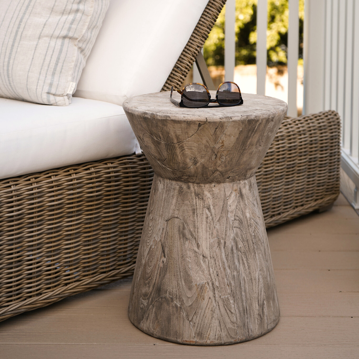 Reclaimed Teak Hourglass End Table