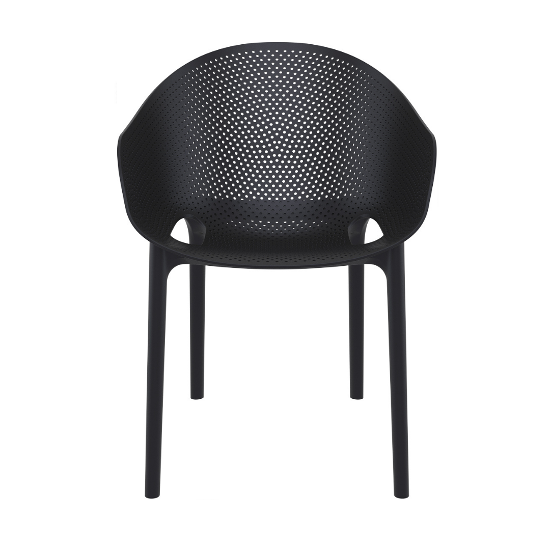 Sky Black Stacking Arm Chair Set of 4