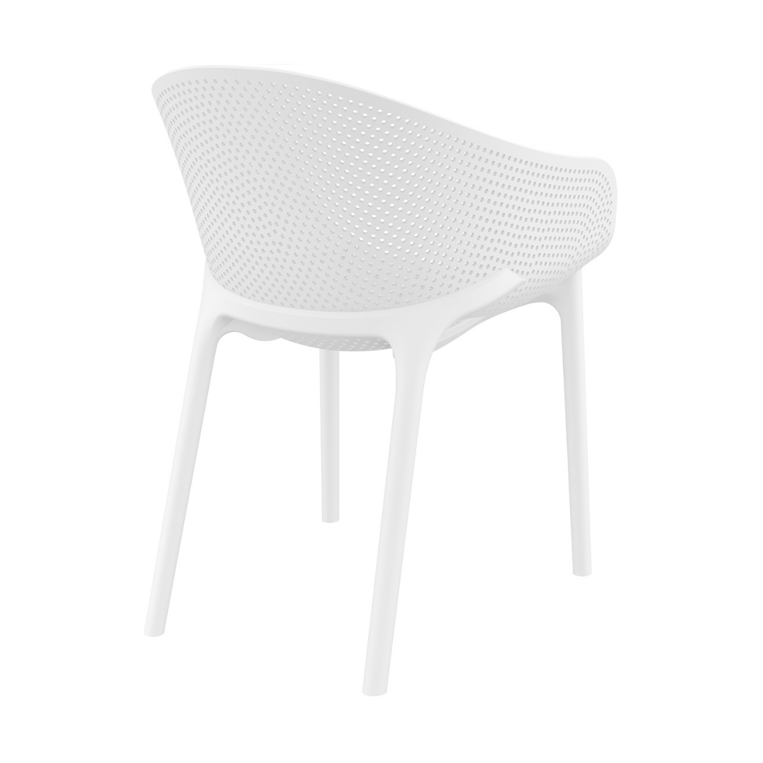 Sky White Stacking Arm Chair Set of 4
