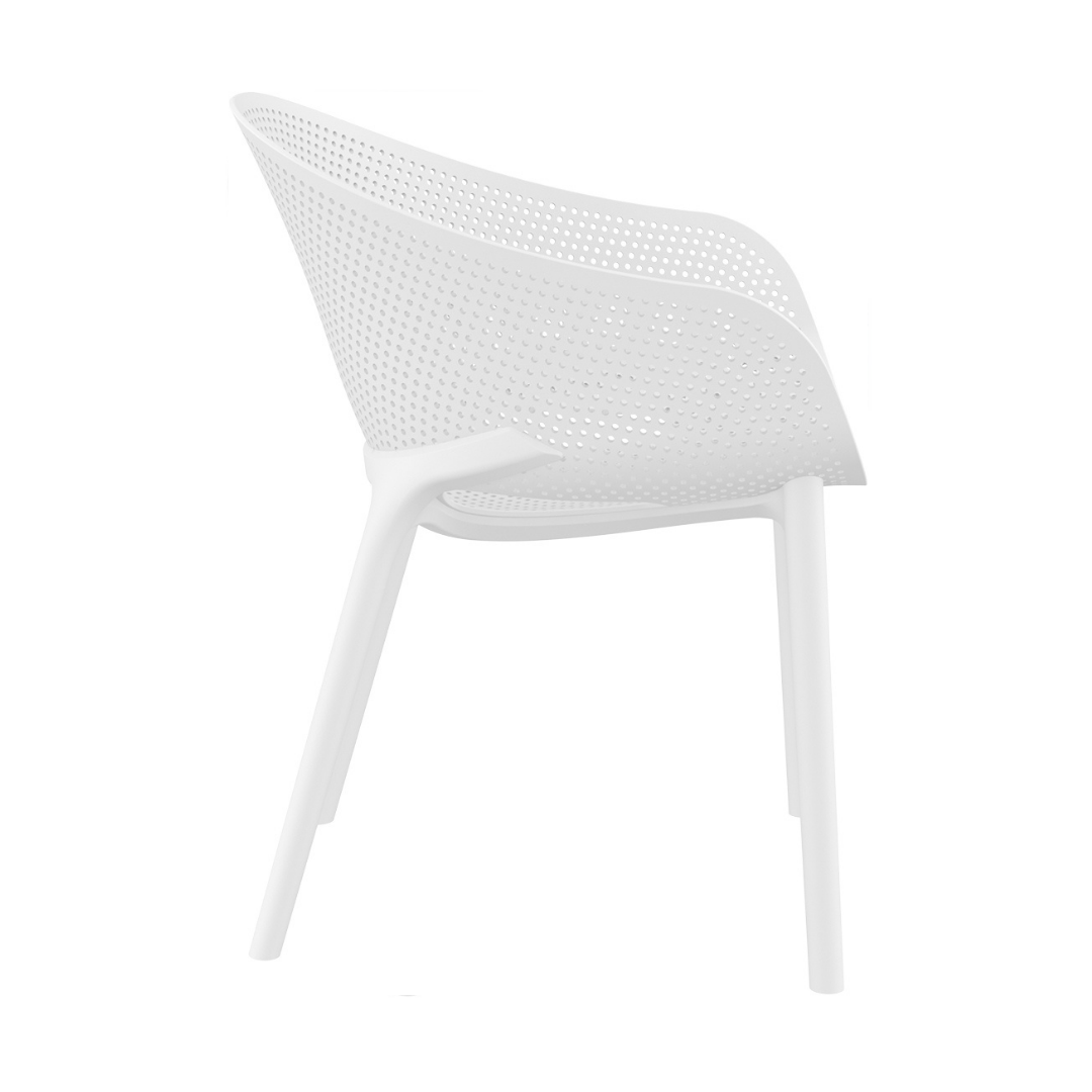 Sky White Stacking Arm Chair Set of 4