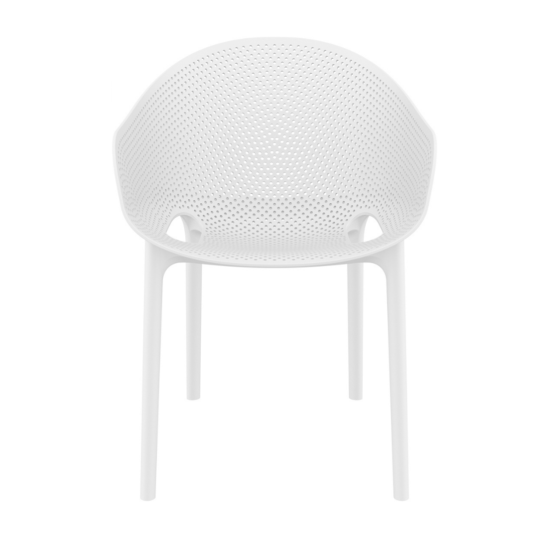 Sky White Stacking Arm Chair Set of 4